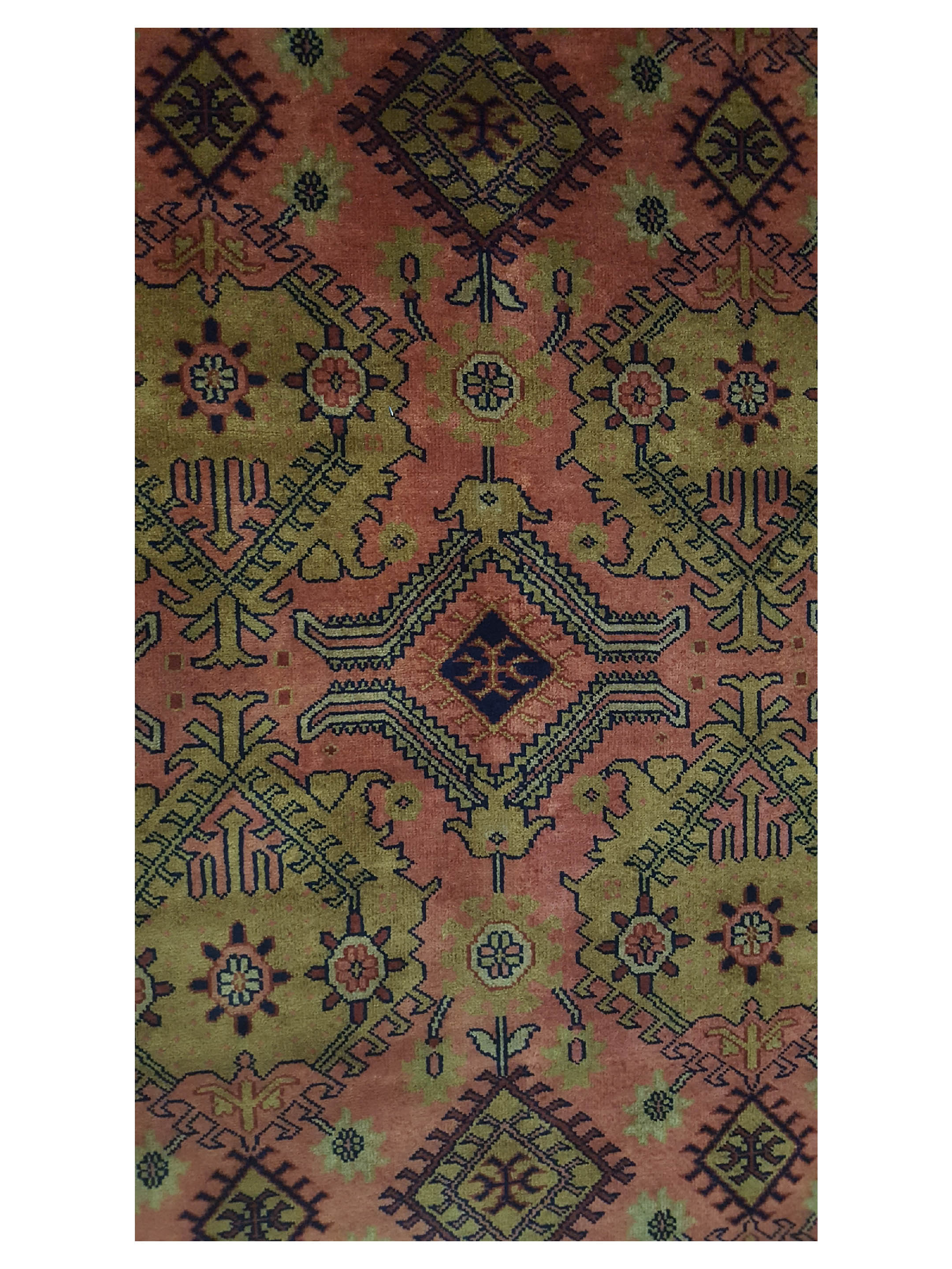 Tribal Hand Knotted Coral 9x12 - Image 5 of 6
