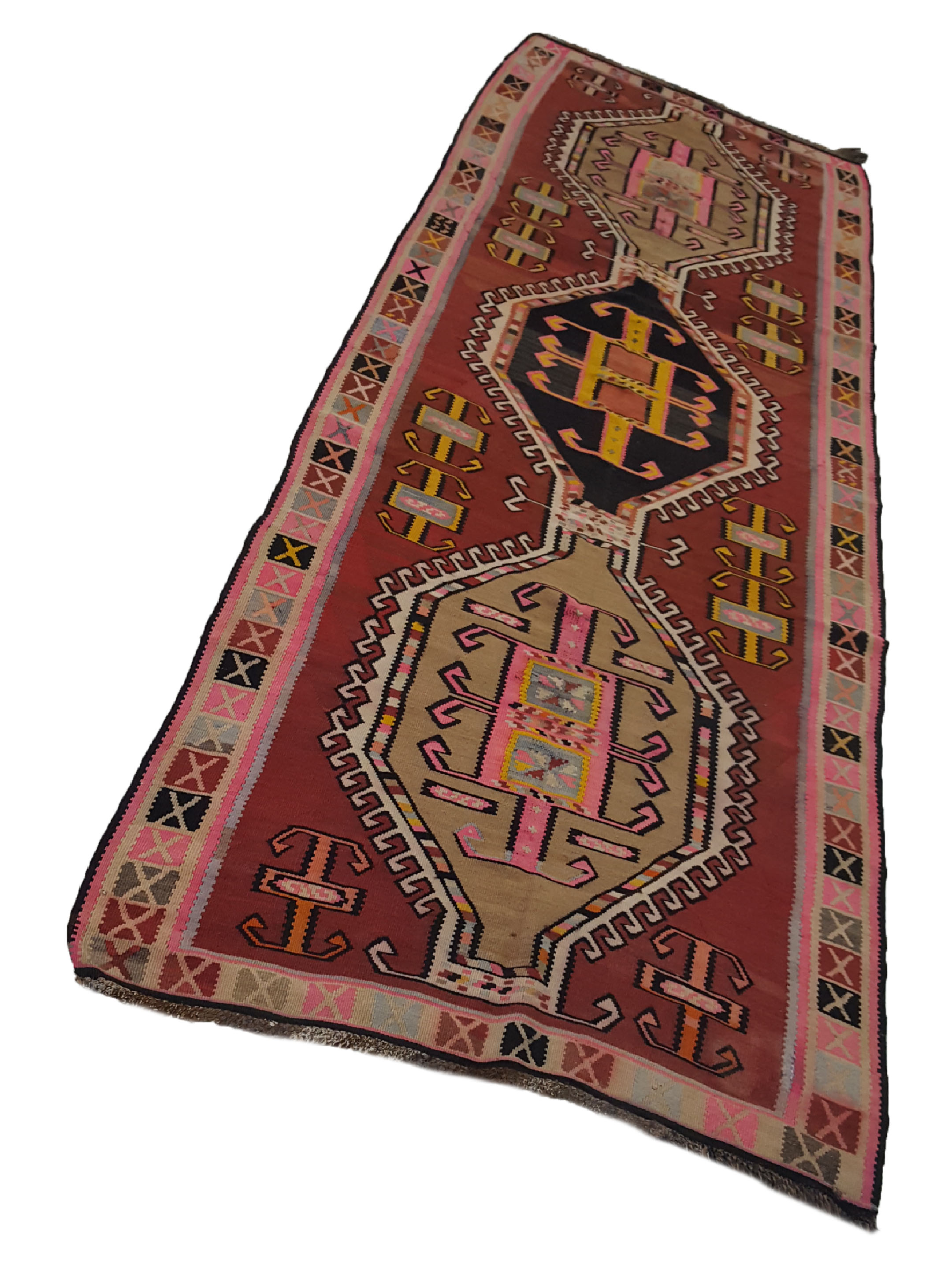 Kilim Hand Woven Black 4x12 - Image 5 of 5