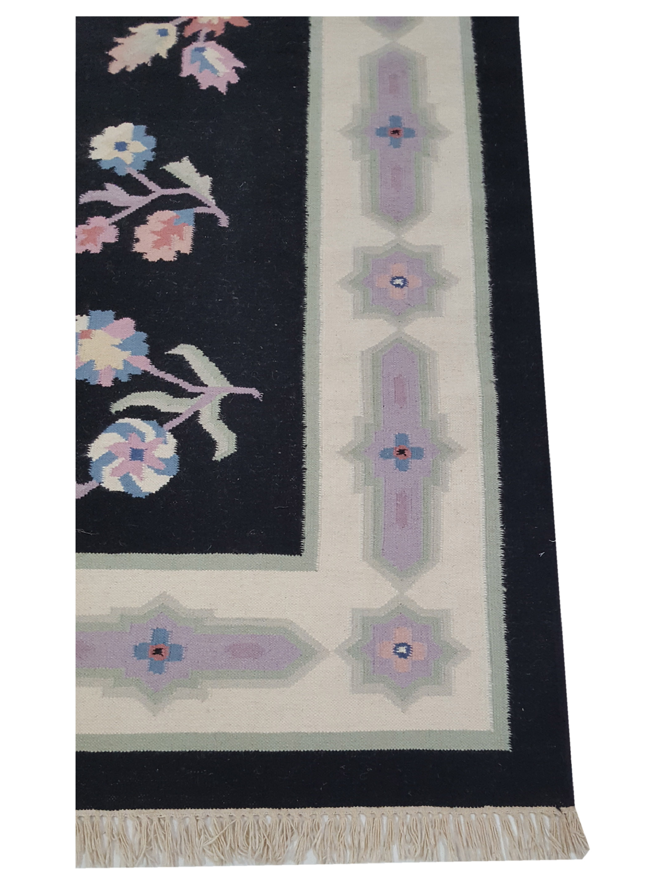 Dhurrie Hand Knotted Black 6x9 - Image 4 of 7