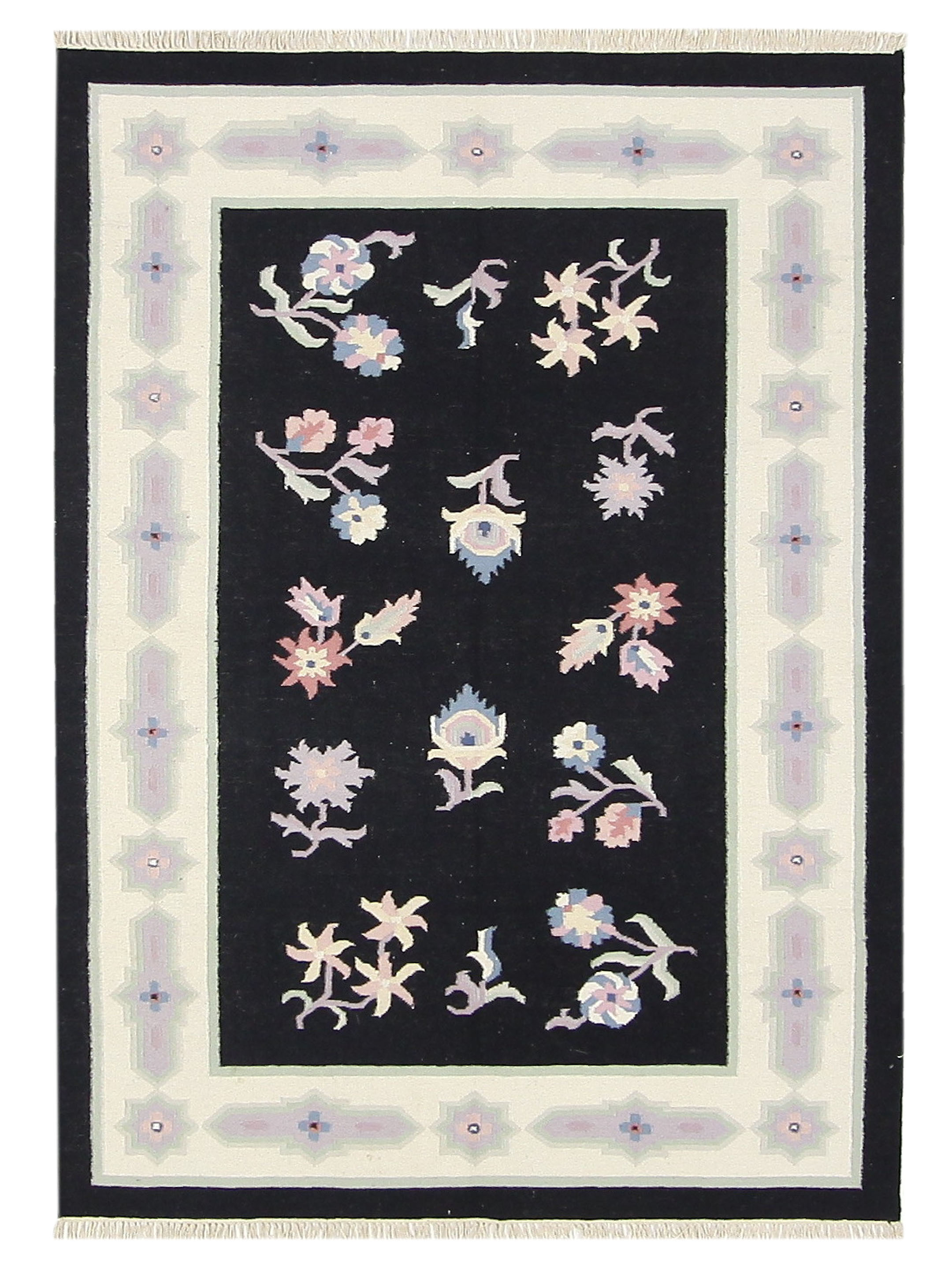 Dhurrie Hand Knotted Black 6x9