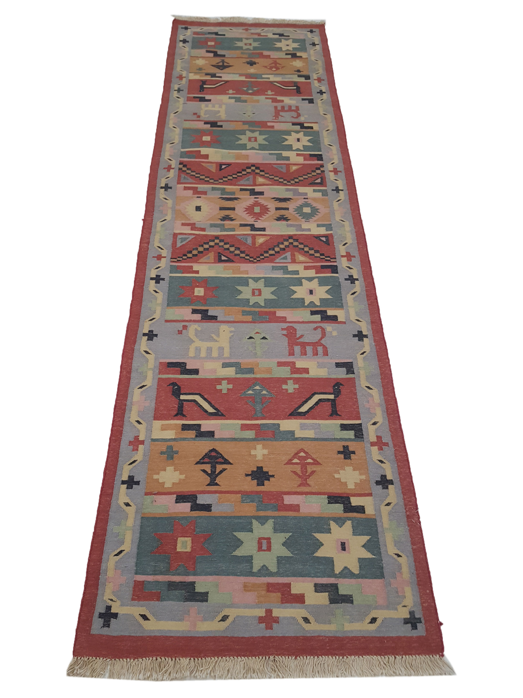 Kilim Hand Woven Rust 3x10 - Image 2 of 6