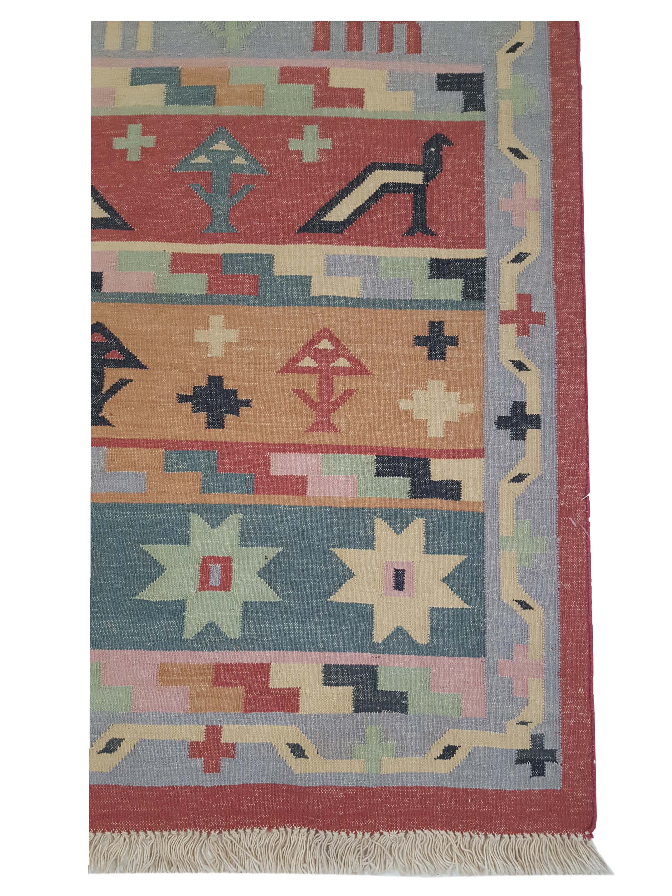 Kilim Hand Woven Rust 3x10 - Image 4 of 6