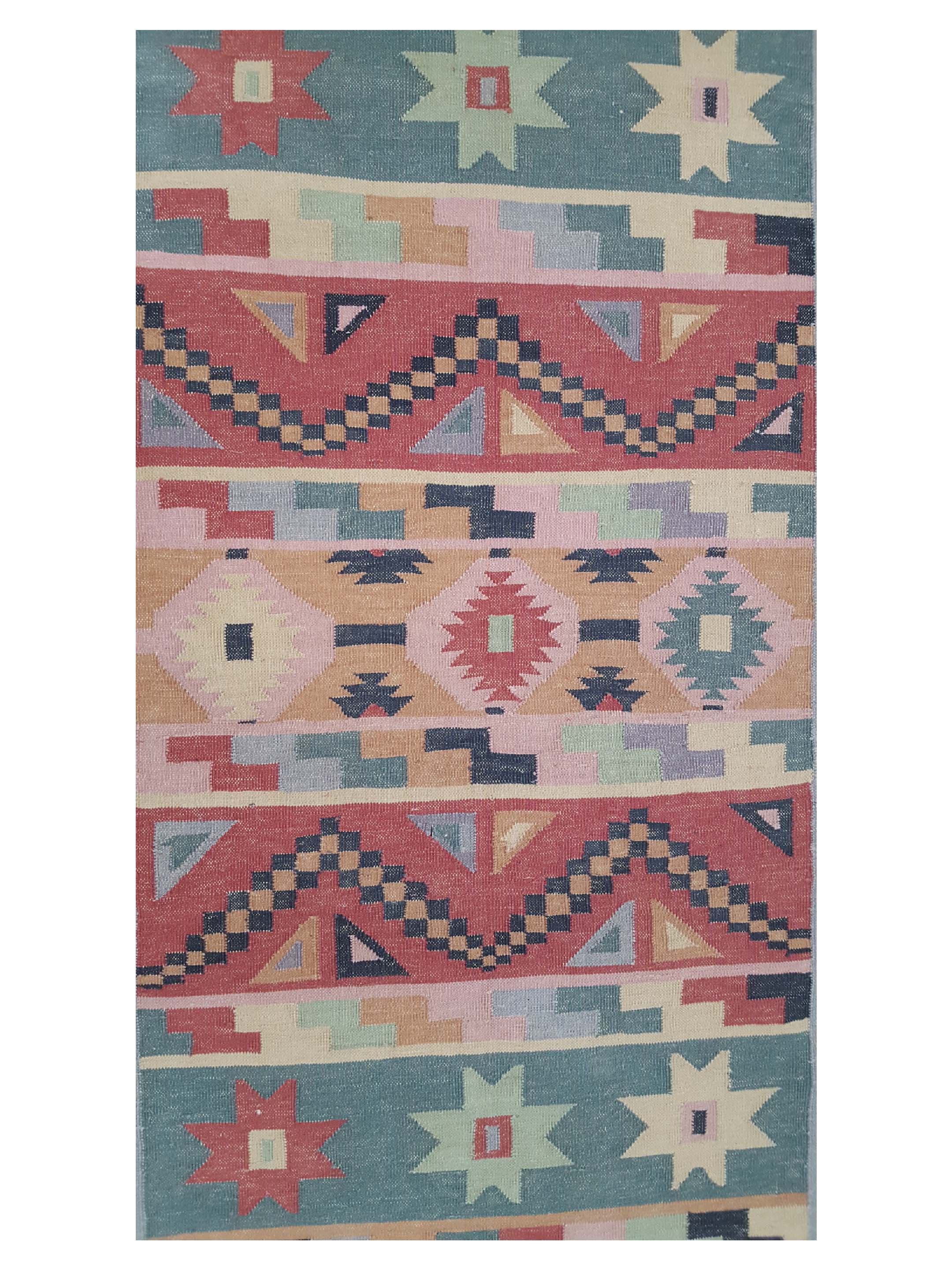 Kilim Hand Woven Rust 3x10 - Image 5 of 6