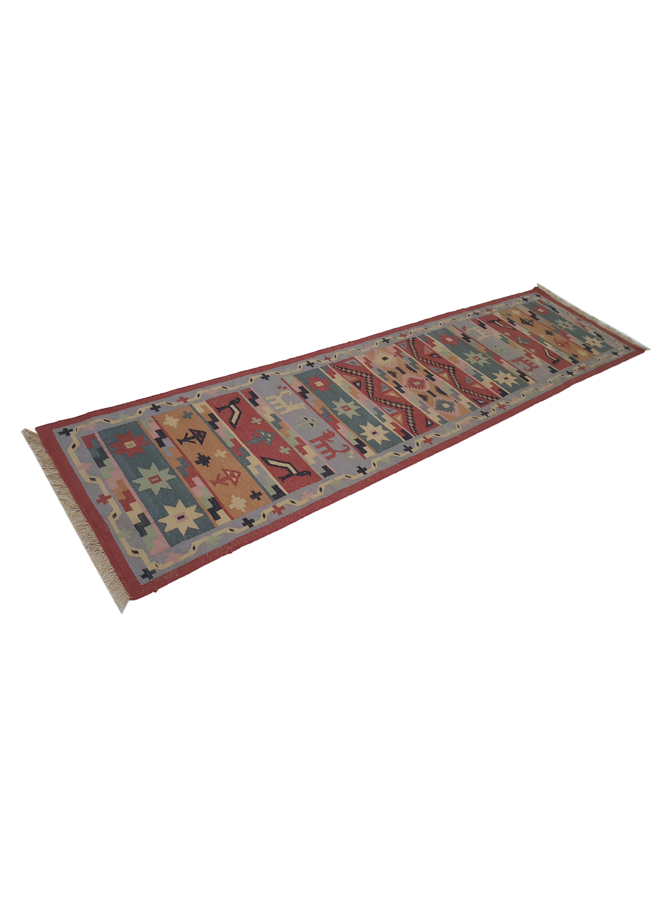 Kilim Hand Woven Rust 3x10 - Image 6 of 6