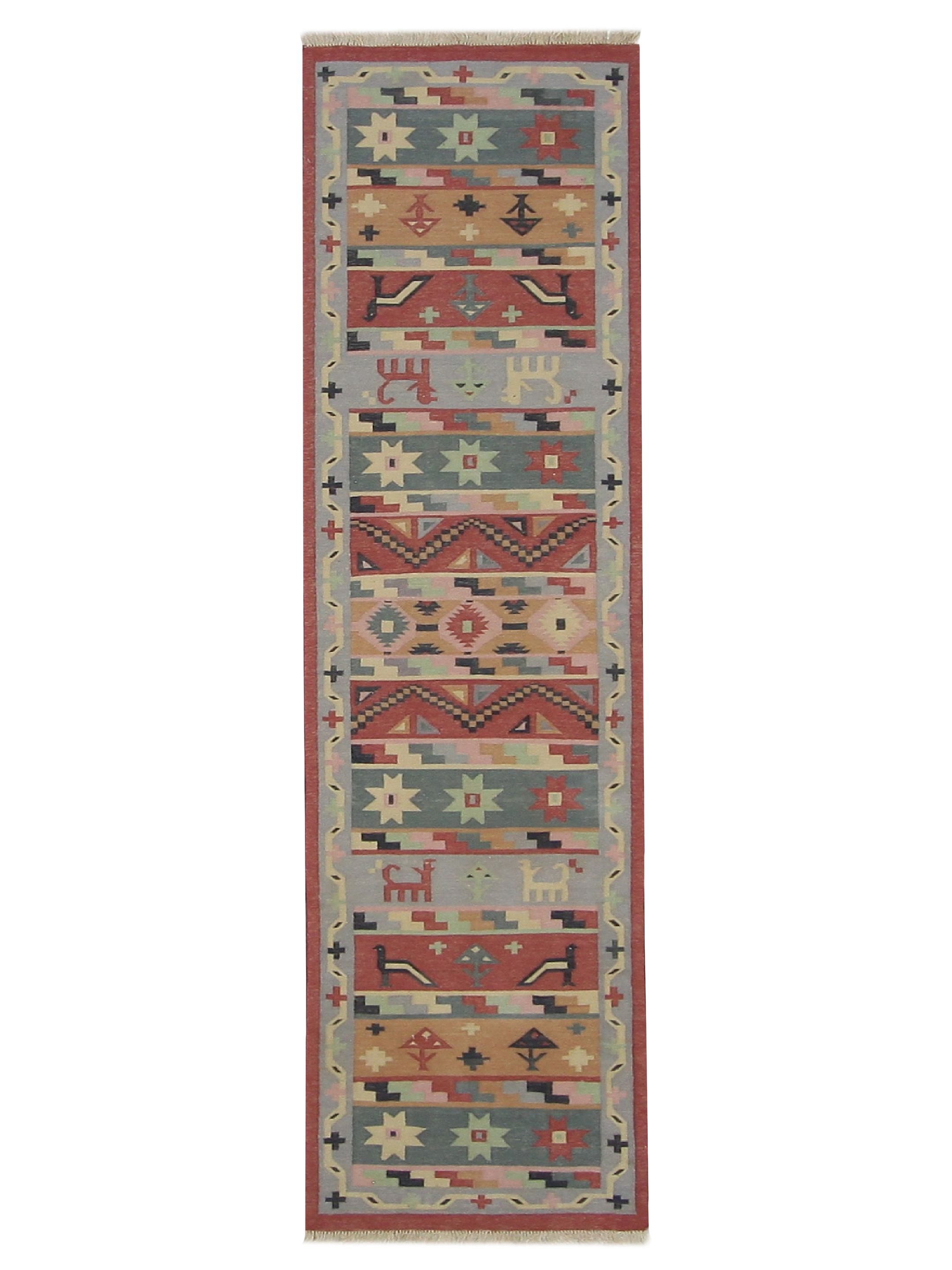 Kilim Hand Woven Rust 3x10