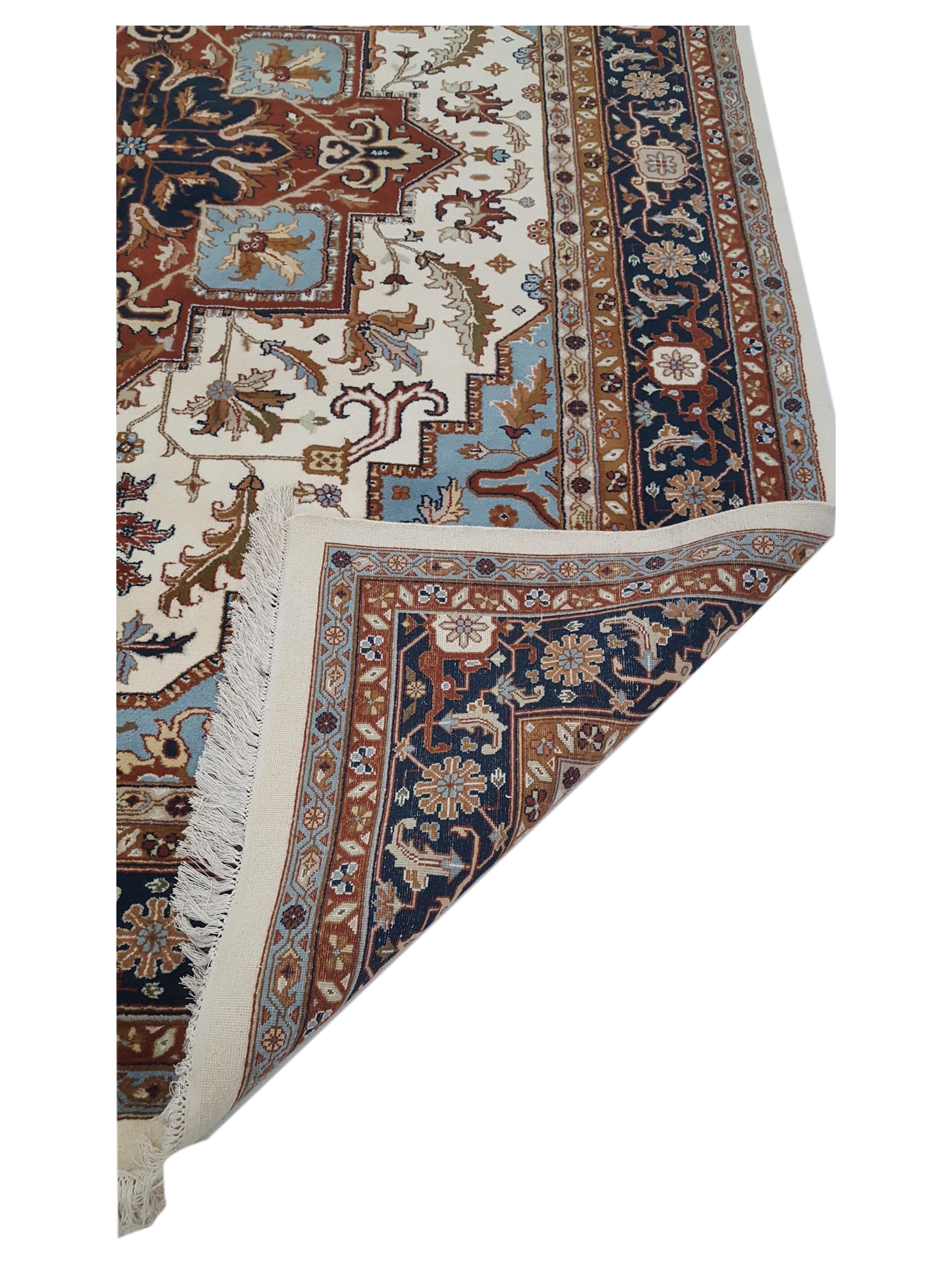 Indo Hand Knotted Ivory 9x12 - Image 3 of 6