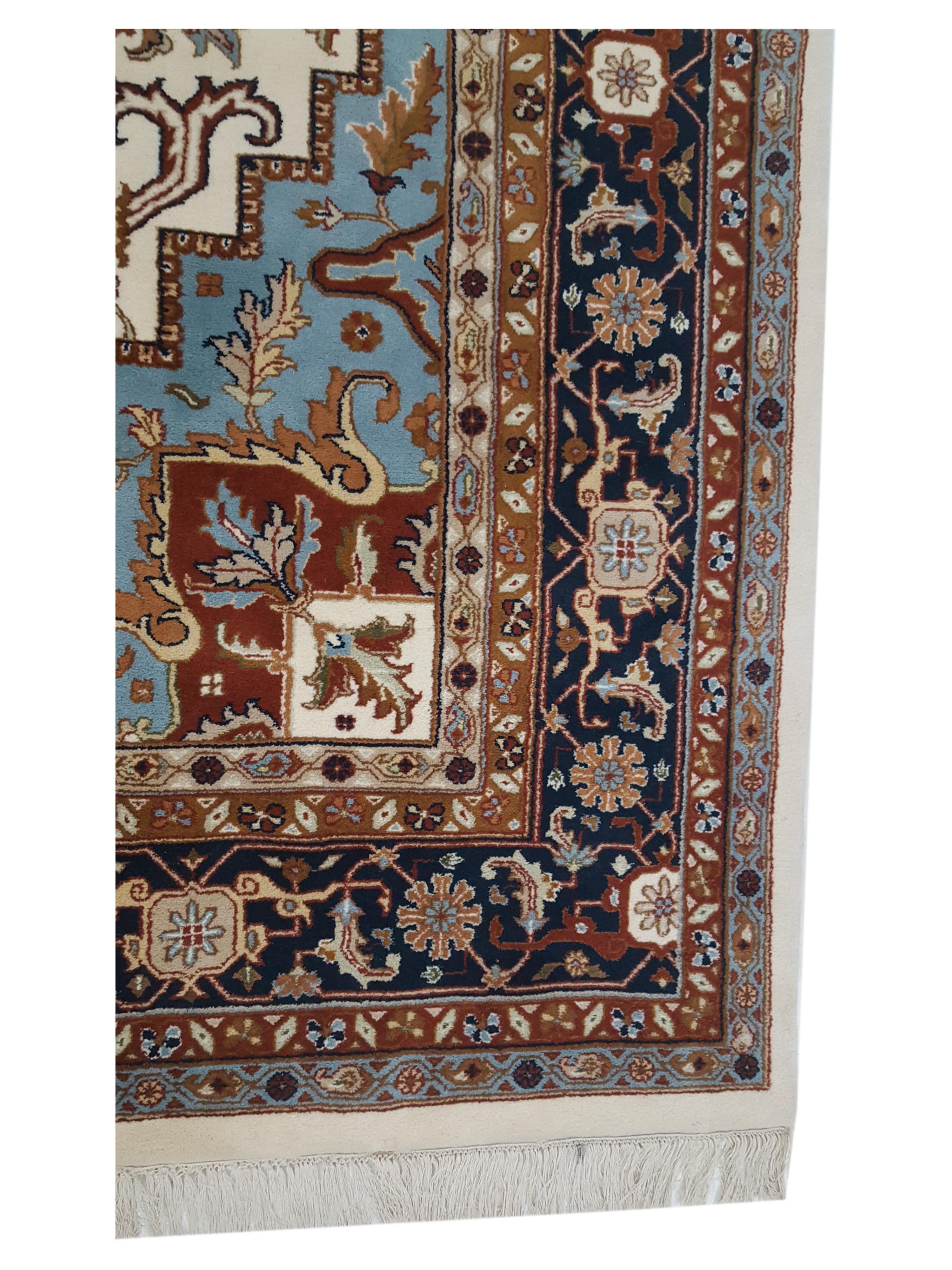 Indo Hand Knotted Ivory 9x12 - Image 4 of 6