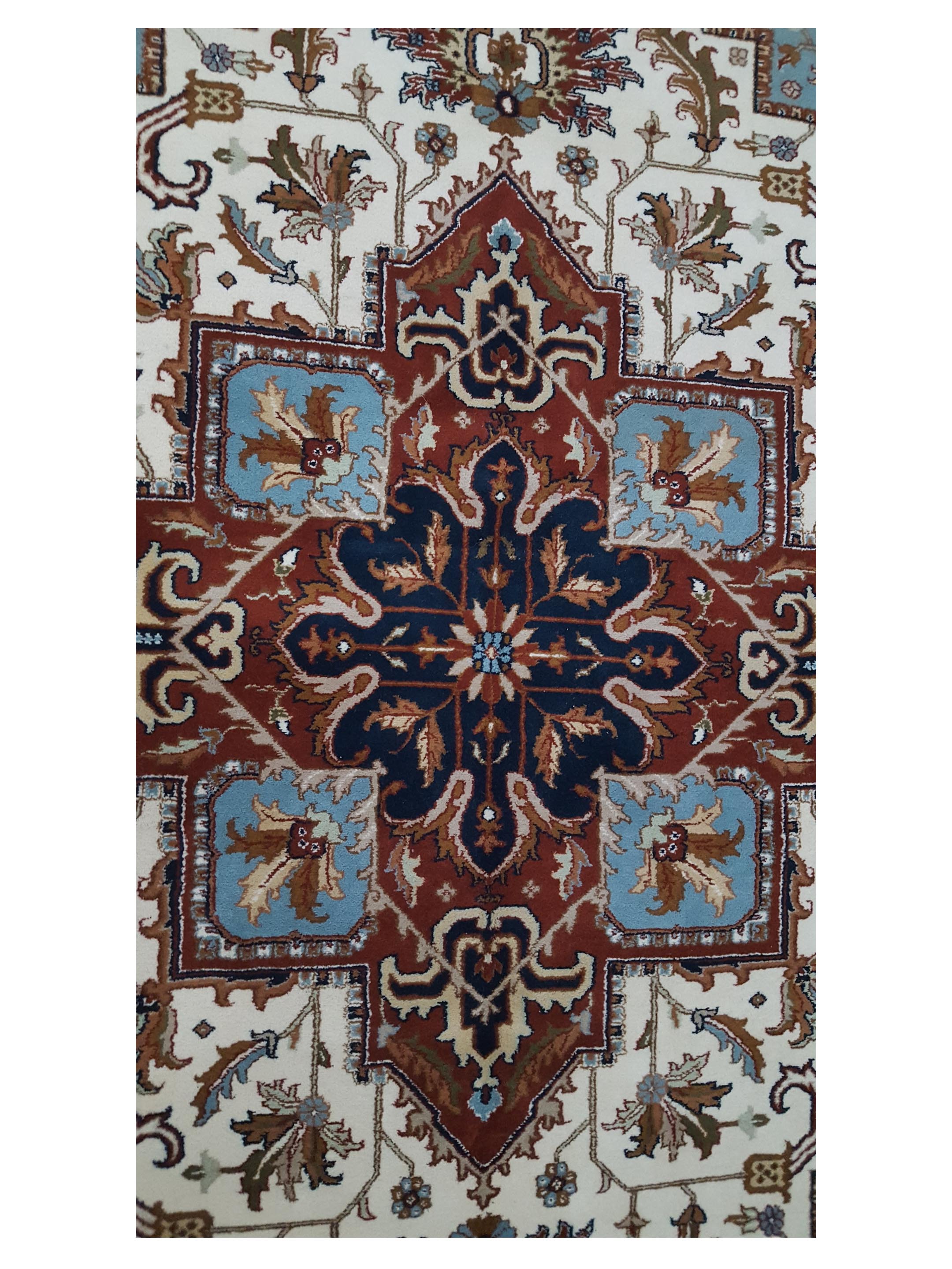 Indo Hand Knotted Ivory 9x12 - Image 5 of 6