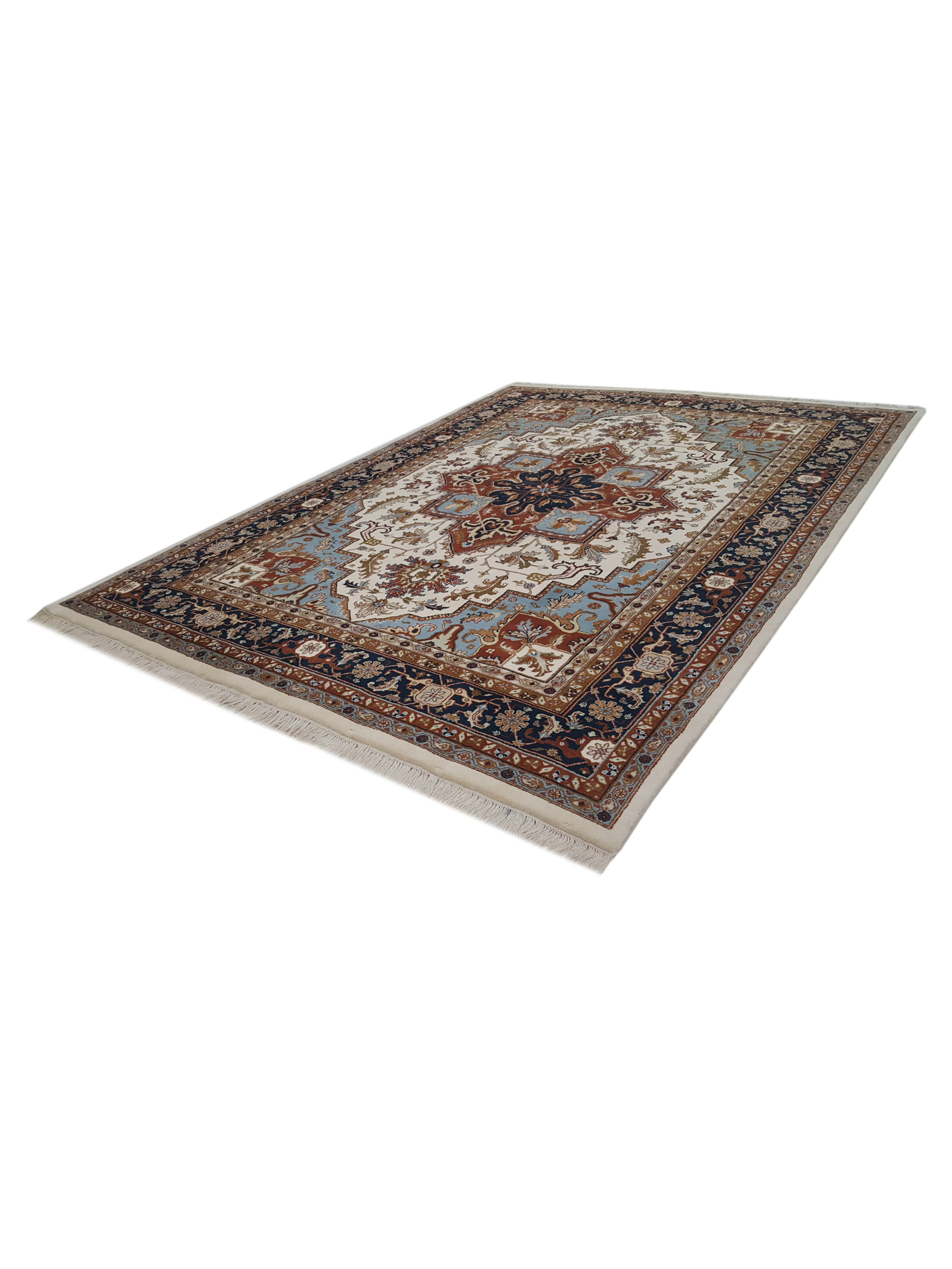 Indo Hand Knotted Ivory 9x12 - Image 6 of 6