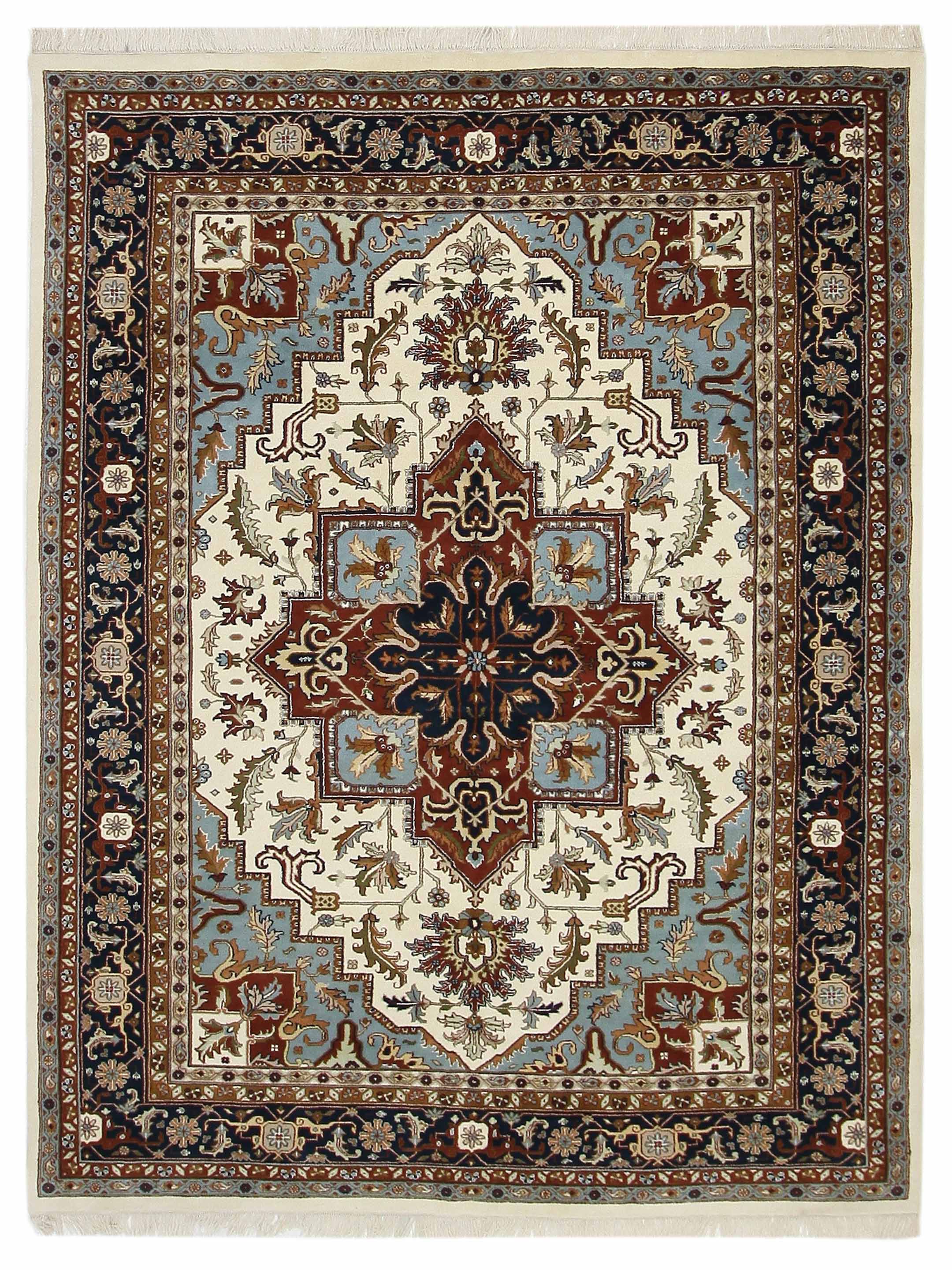 Indo Hand Knotted Ivory 9x12