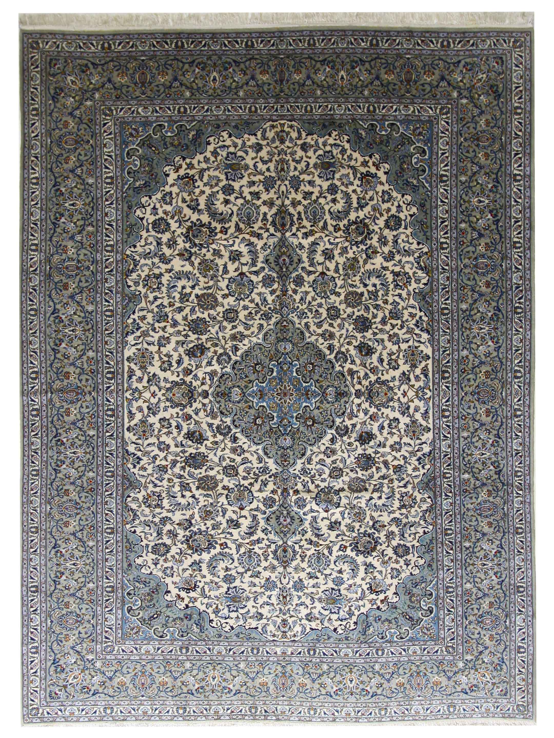 Kashan Hand Knotted Ivory 9x13