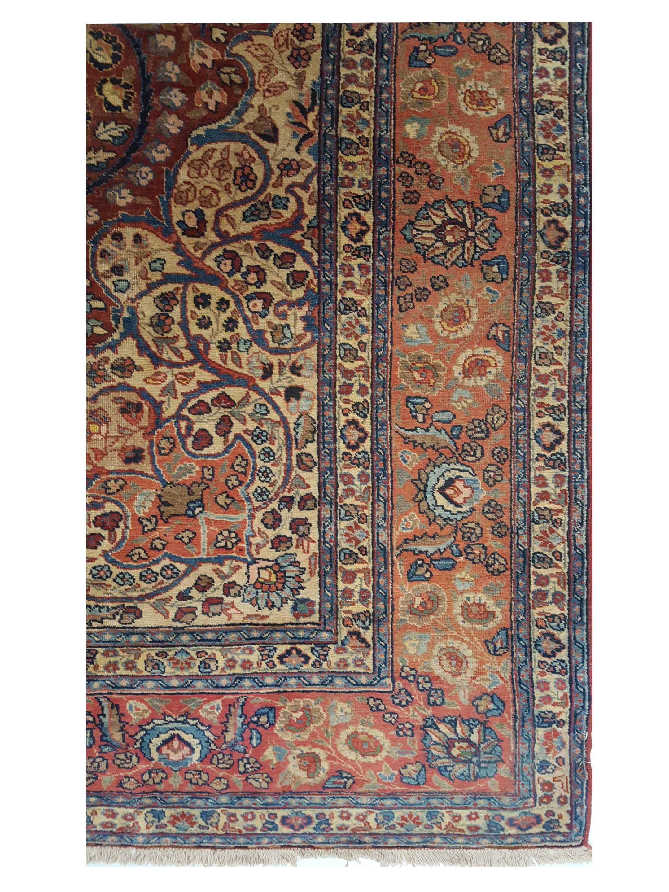 Antique Tabriz Burgundy 10x13 - Image 4 of 7