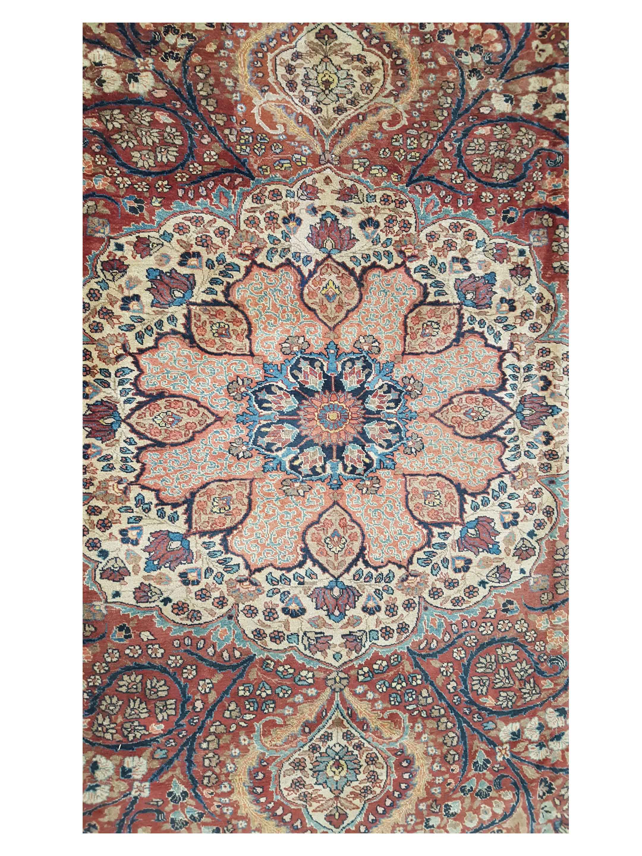 Antique Tabriz Burgundy 10x13 - Image 5 of 7