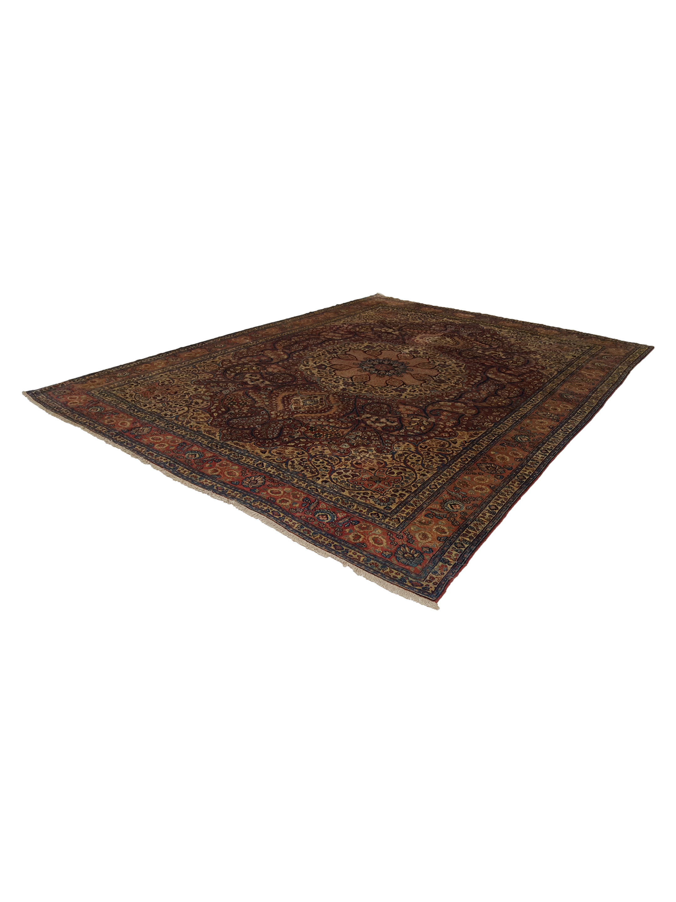 Antique Tabriz Burgundy 10x13 - Image 6 of 7
