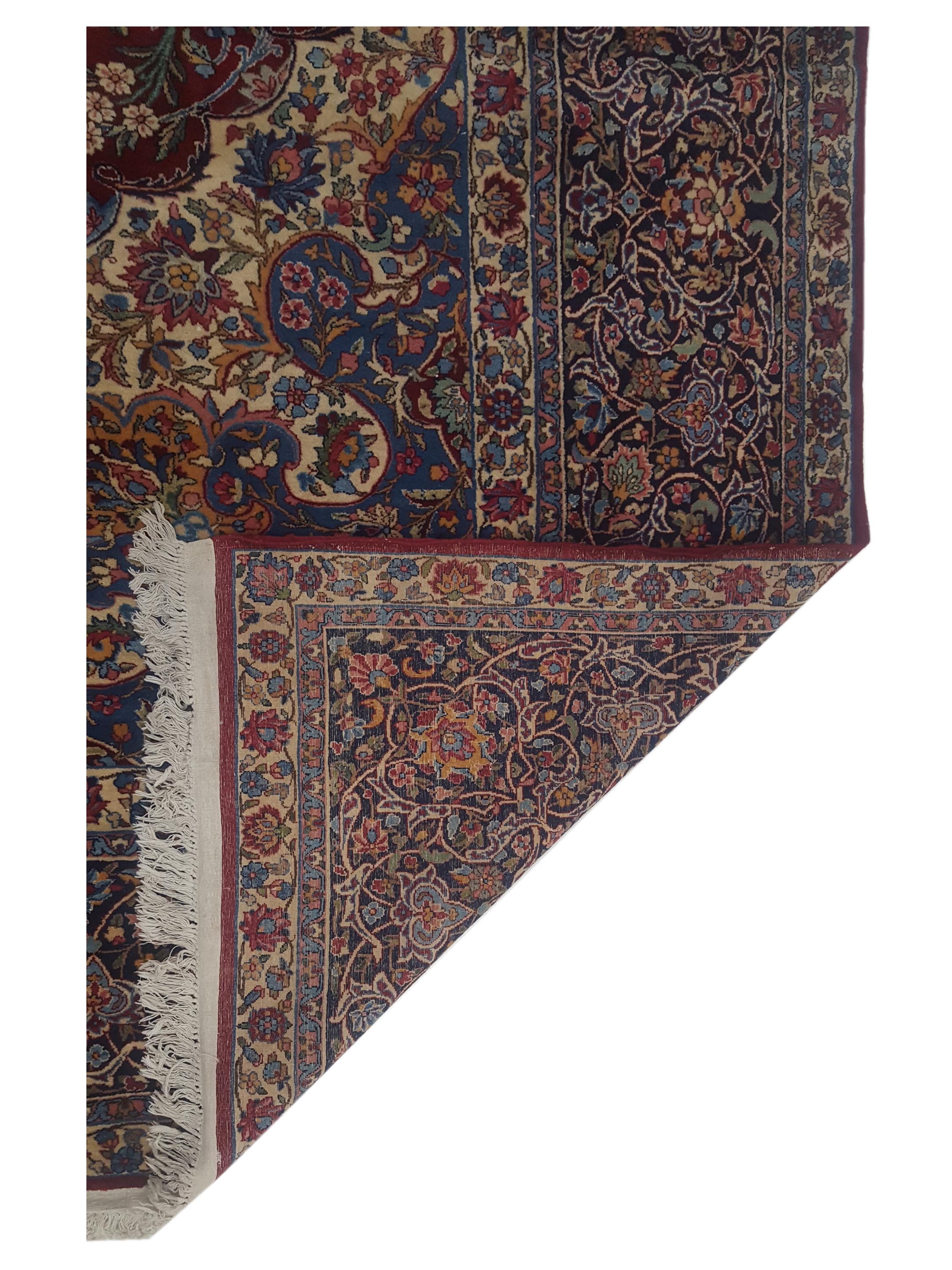 Antique Kerman Burgundy 10x13 - Image 7 of 7