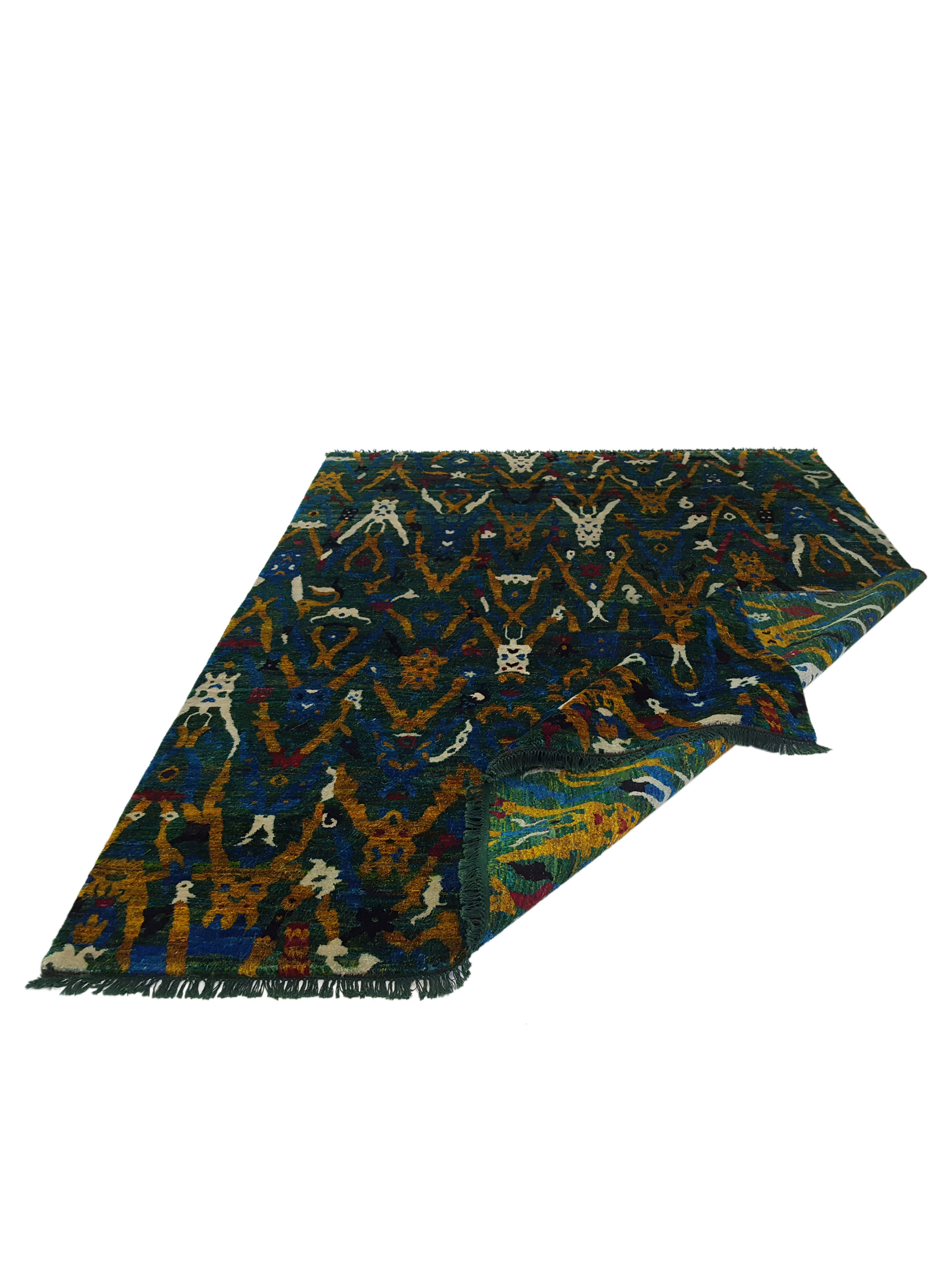 Sari Silk Hand Knotted Green 8x10 - Image 2 of 5