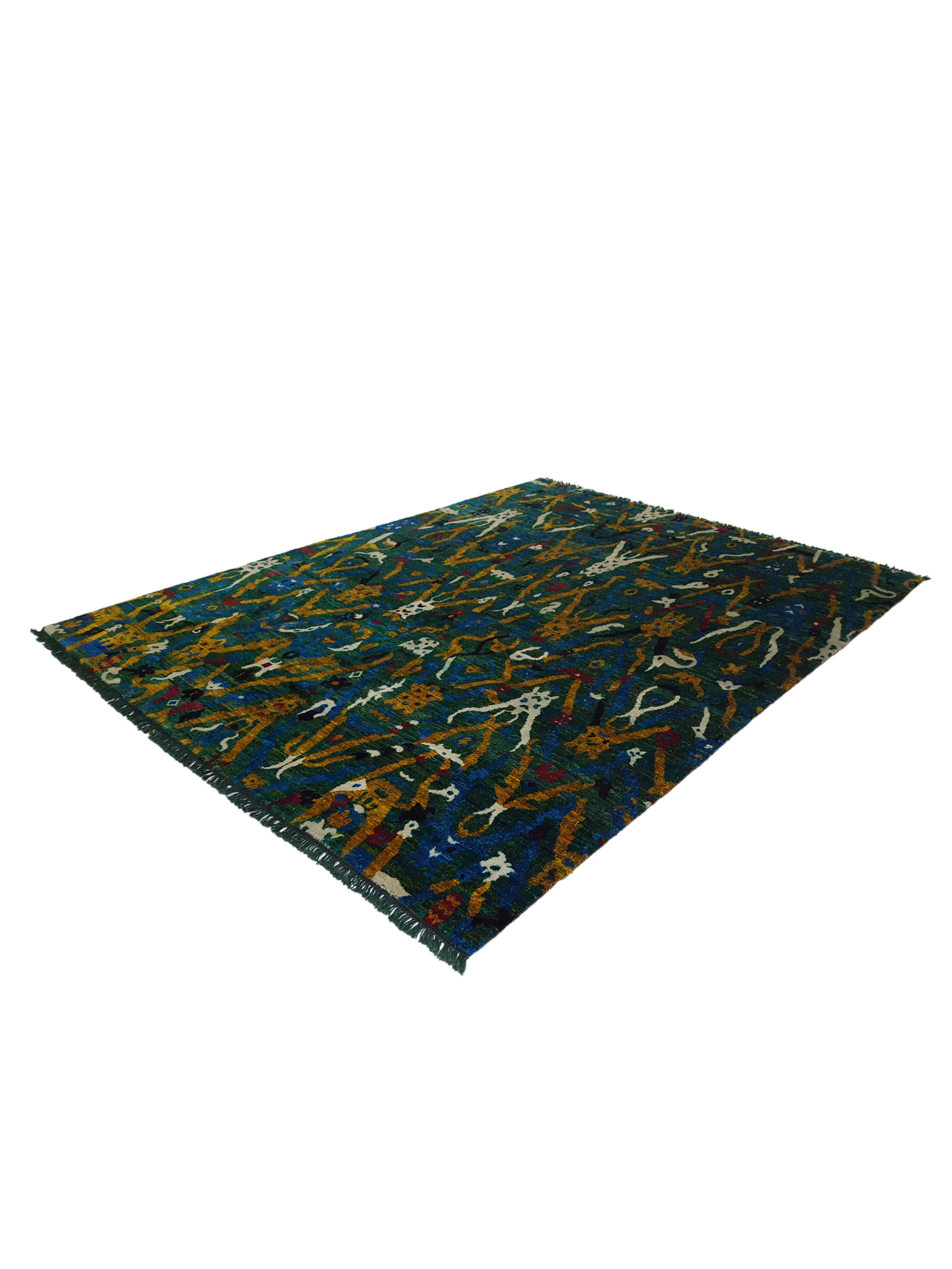 Sari Silk Hand Knotted Green 8x10 - Image 5 of 5