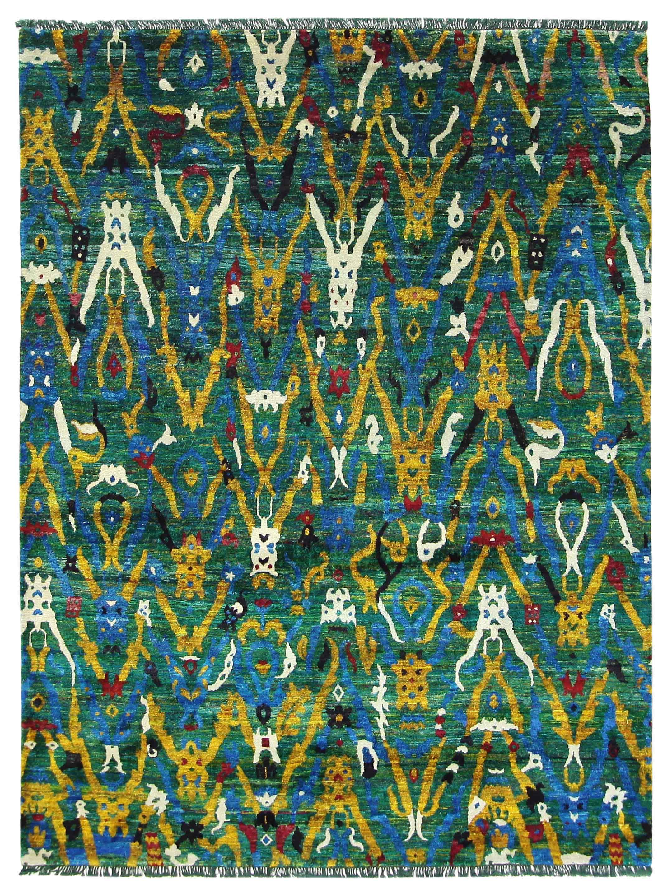 Sari Silk Hand Knotted Green 8x10