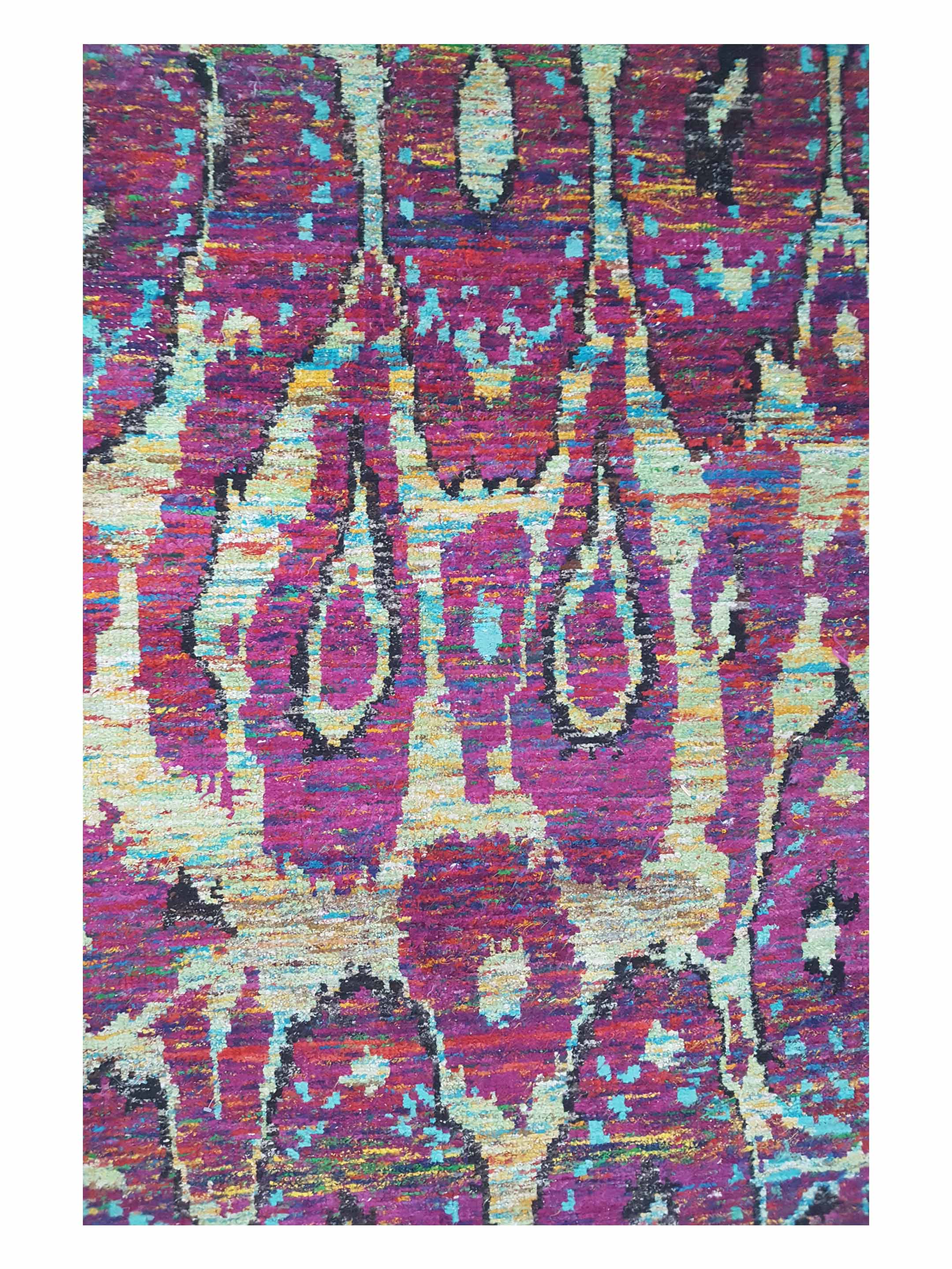 Sari Silk Hand Knotted Purple 6x9 - Image 5 of 6