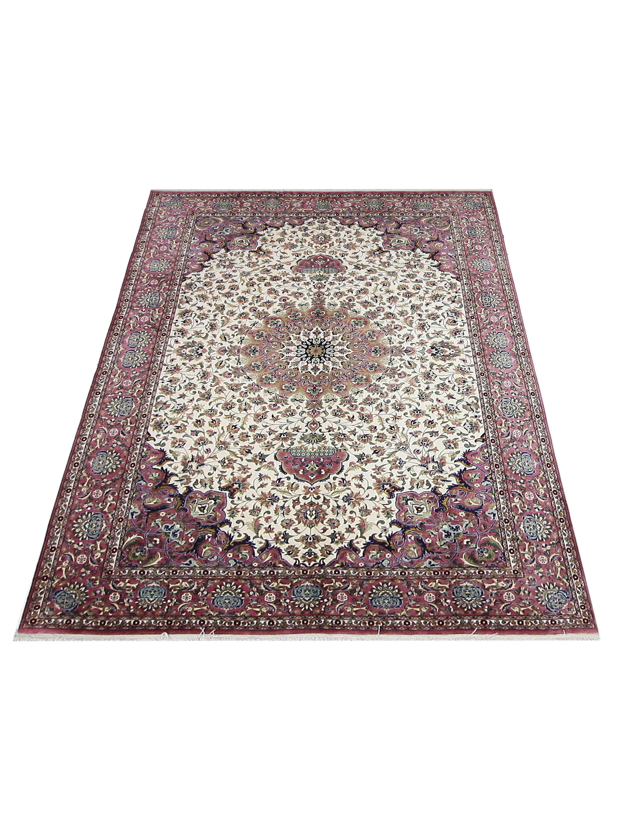 Qum Silk Hand Knotted Ivory 6x10 - Image 2 of 5