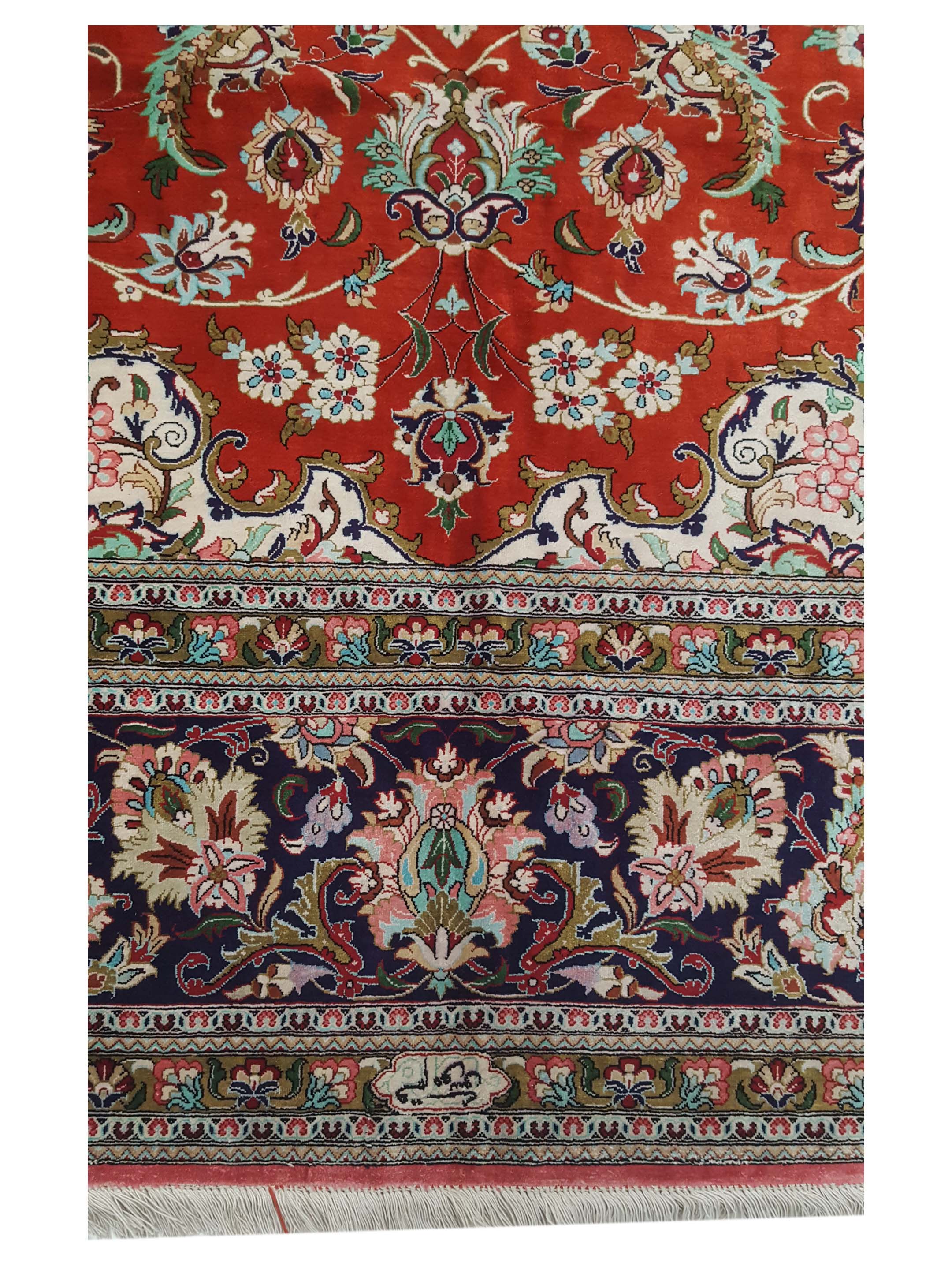 Qum Silk Hand Knotted Red 10x13 - Image 8 of 9