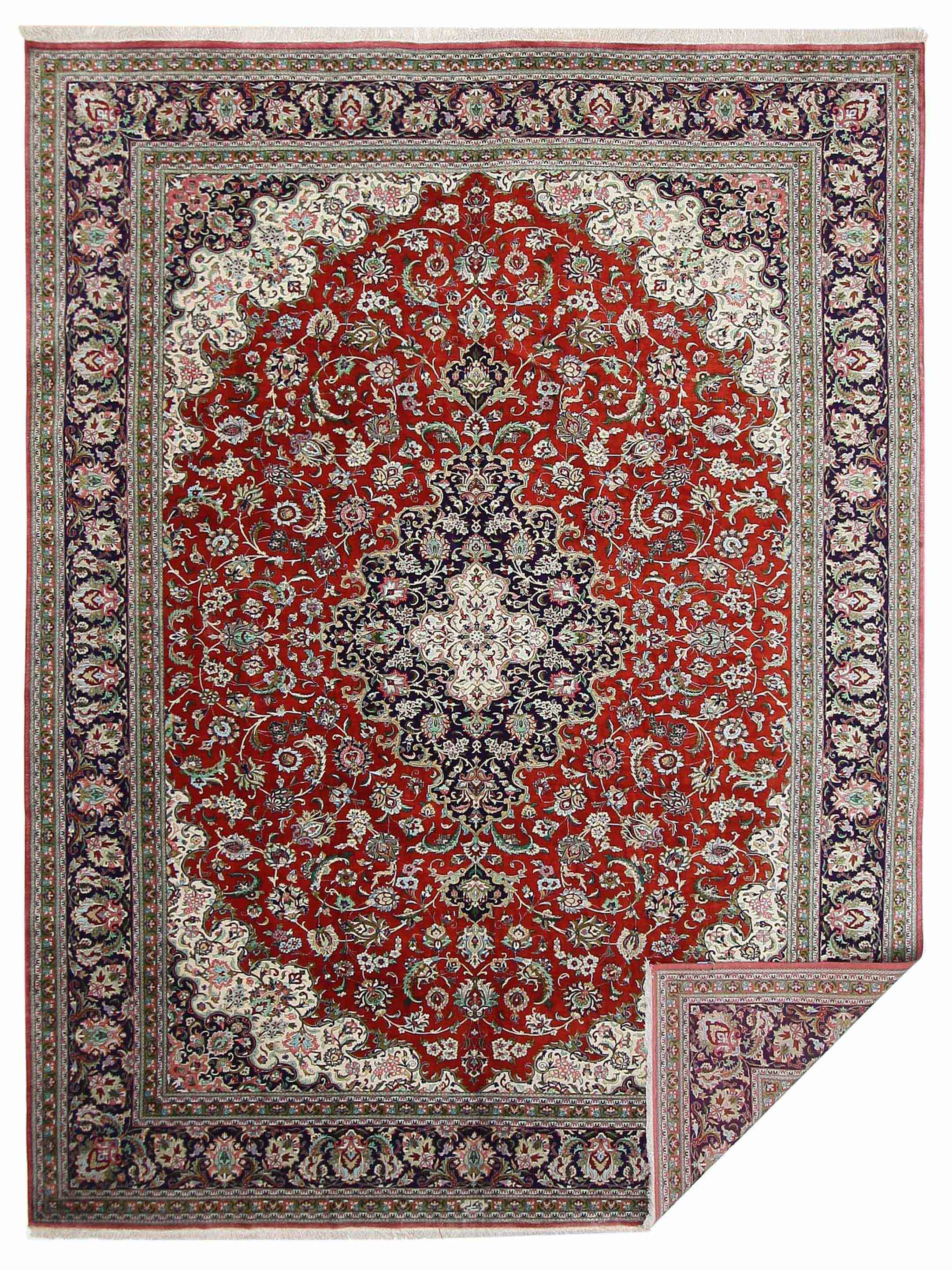 Qum Silk Hand Knotted Red 10x13 - Image 9 of 9
