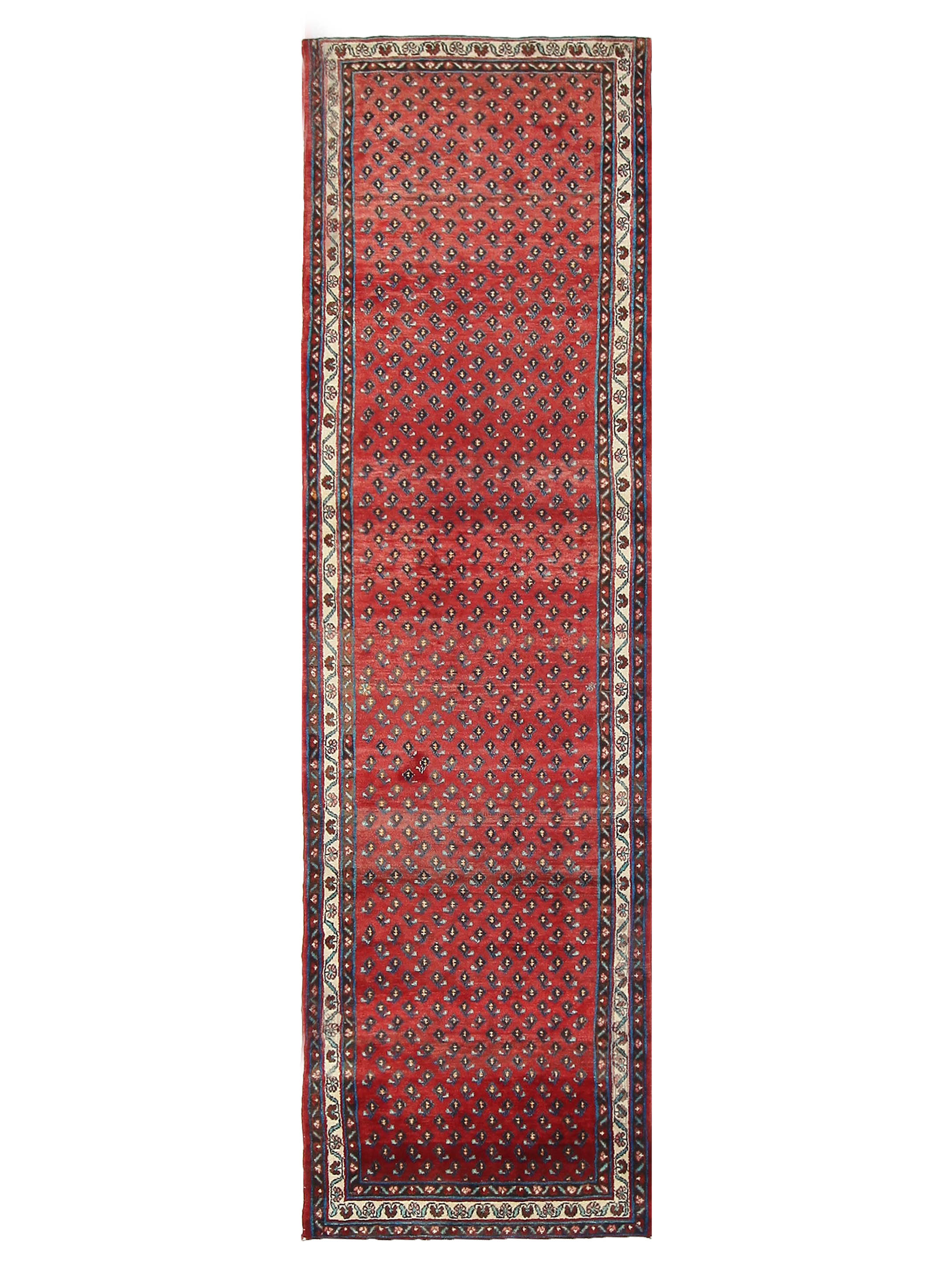 Sarouk Mir Hand Knotted Red 4x13