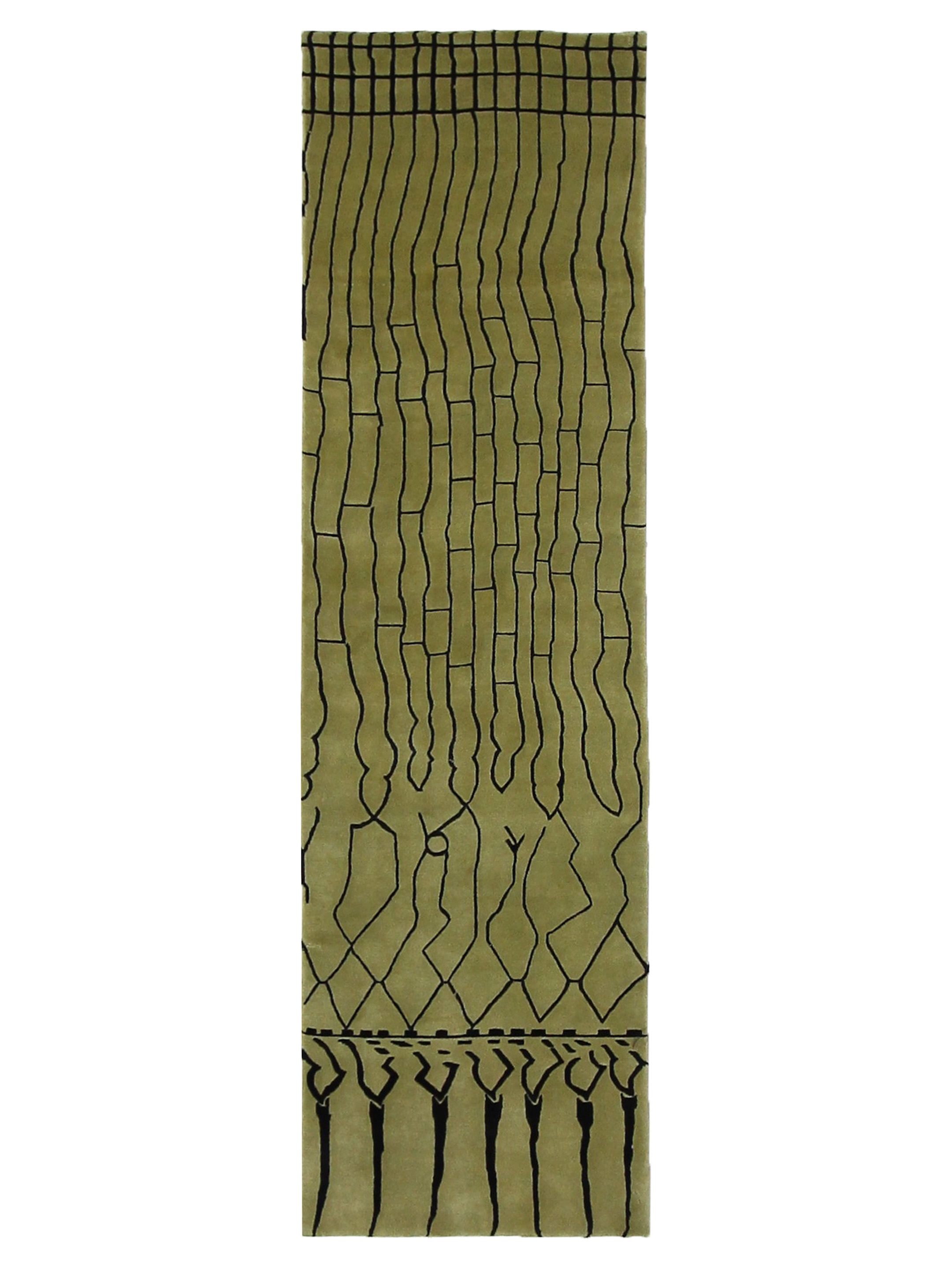 Fringe Hand Knotted Green 3x10