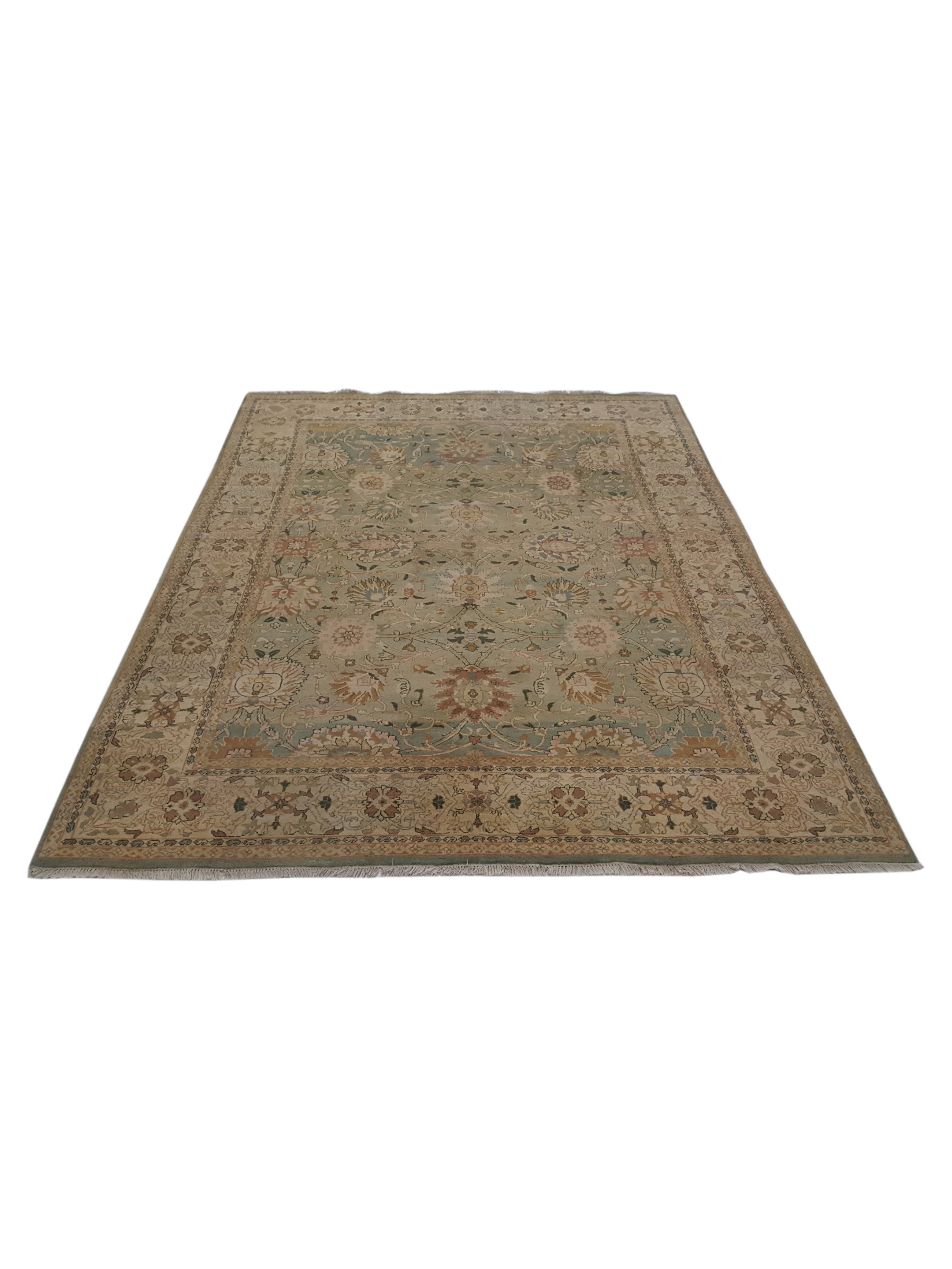 Agra Hand Knotted Teal 9x12 - Image 2 of 6