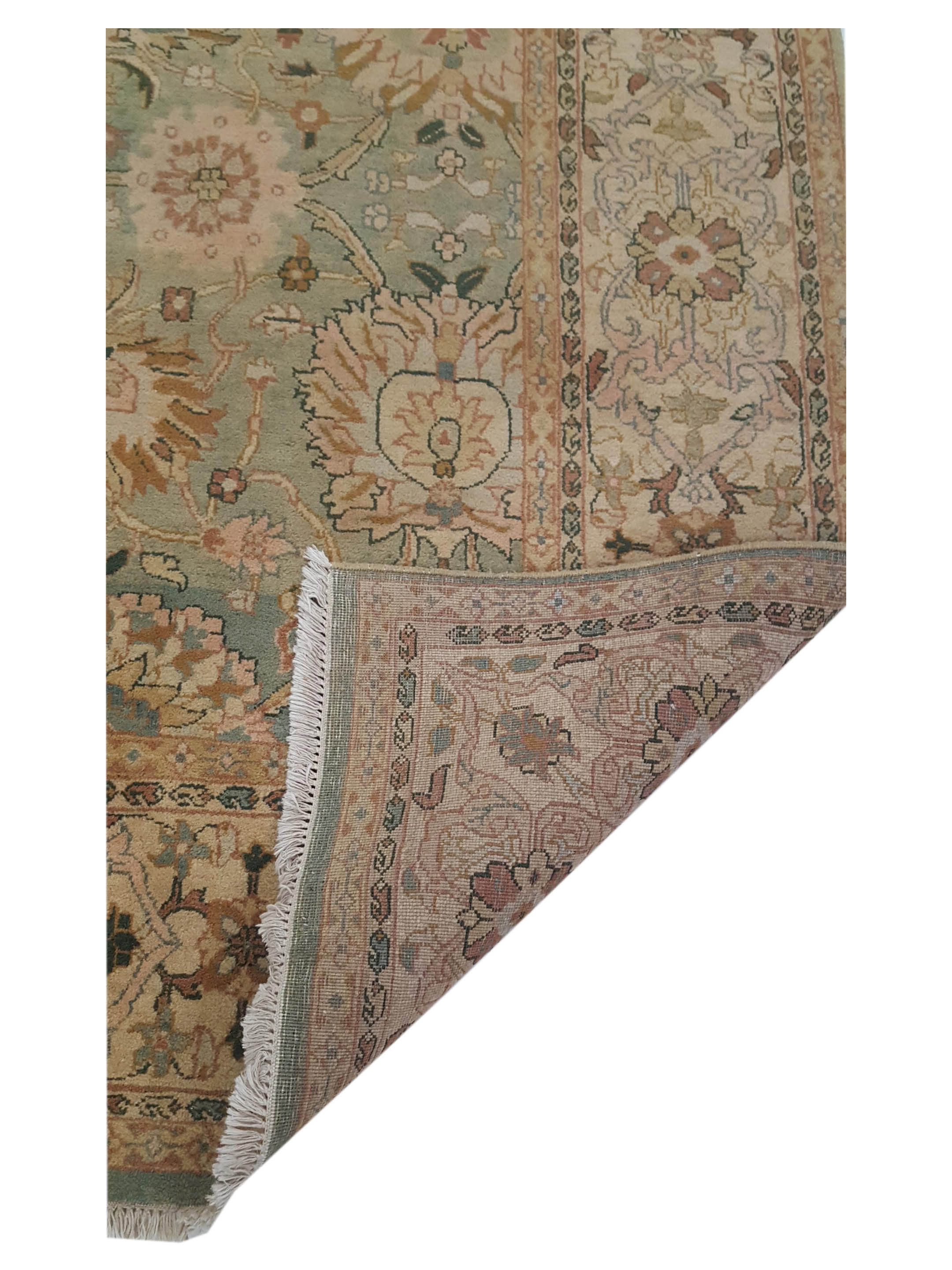 Agra Hand Knotted Teal 9x12 - Image 3 of 6