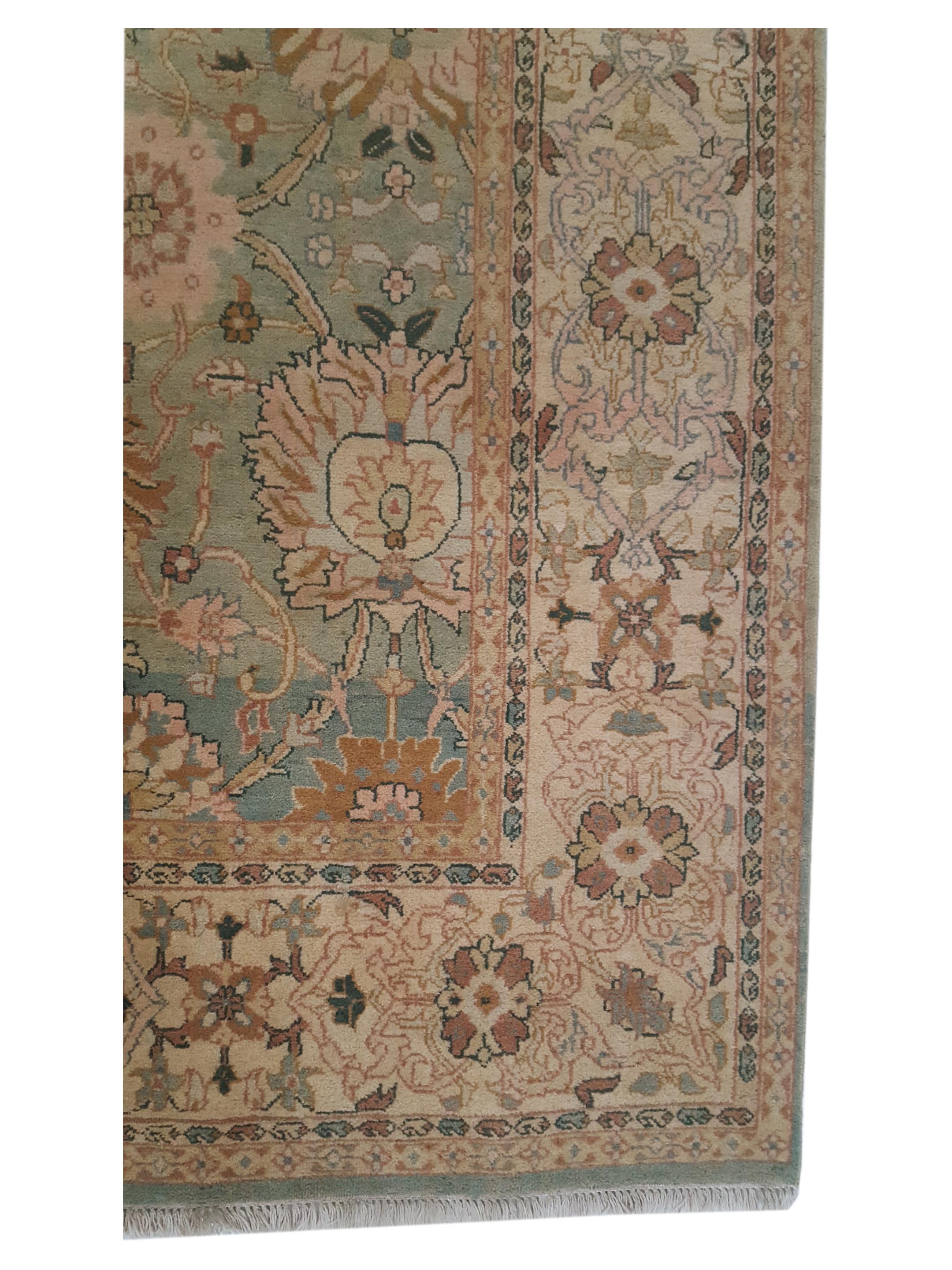 Agra Hand Knotted Teal 9x12 - Image 4 of 6