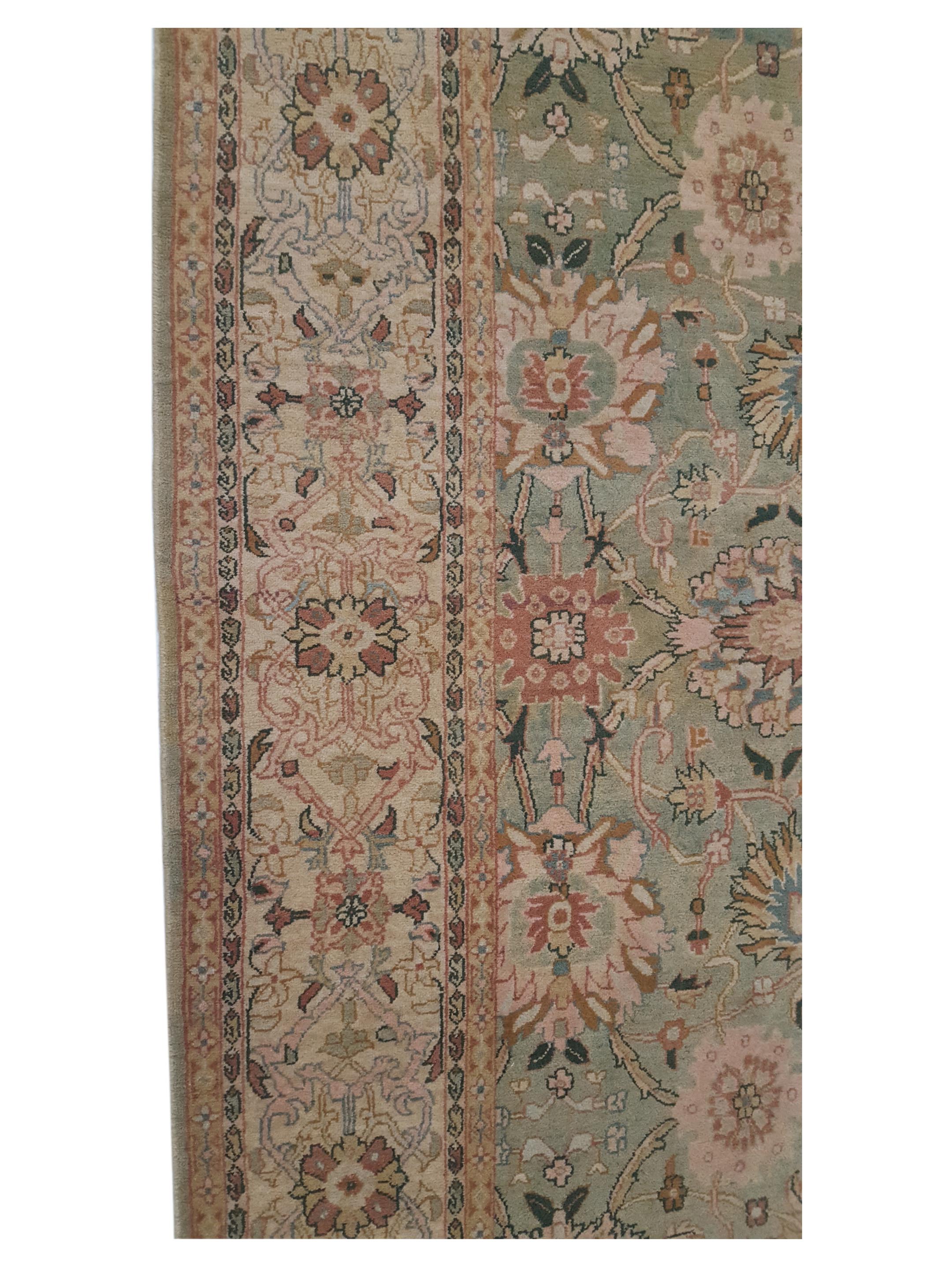 Agra Hand Knotted Teal 9x12 - Image 5 of 6