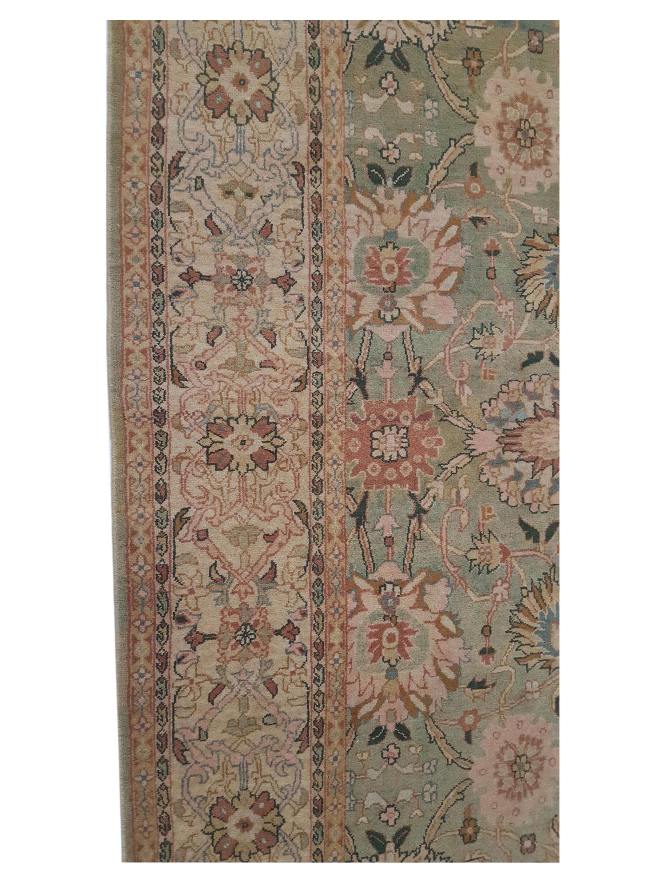 Agra Hand Knotted Teal 9x12 - Image 6 of 6