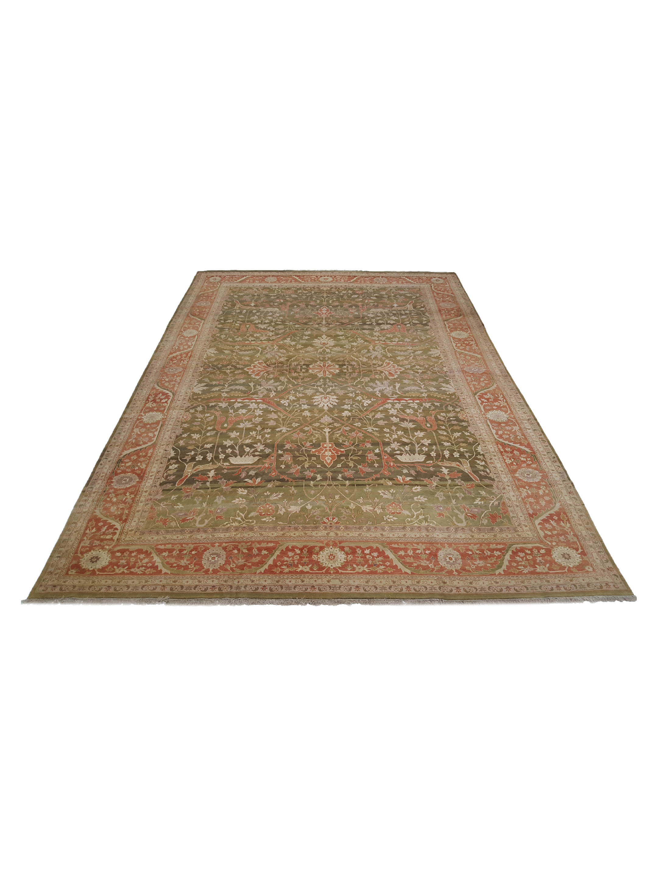 Agra Hand Knotted Green 14x20 - Image 2 of 6