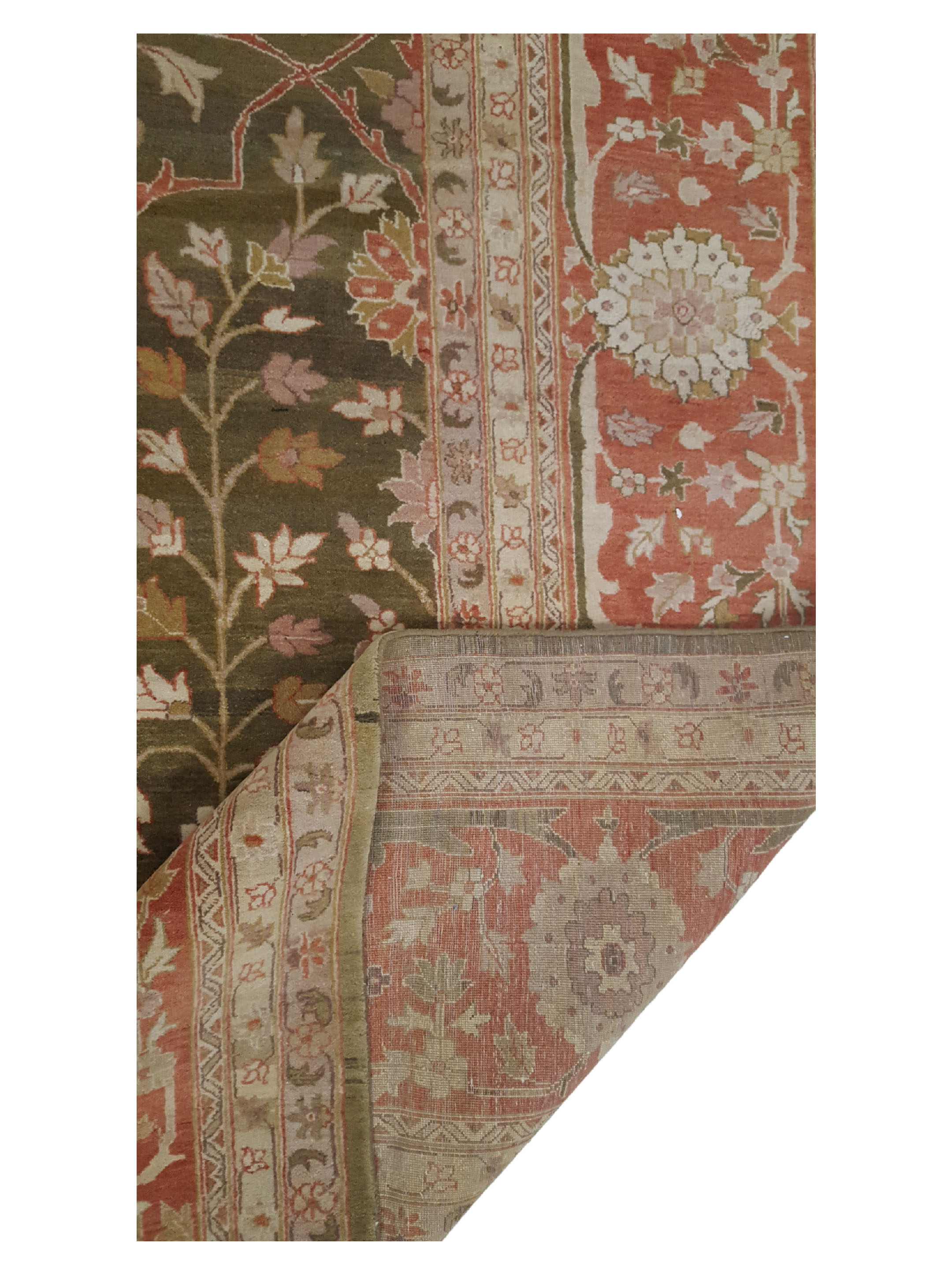 Agra Hand Knotted Green 14x20 - Image 3 of 6