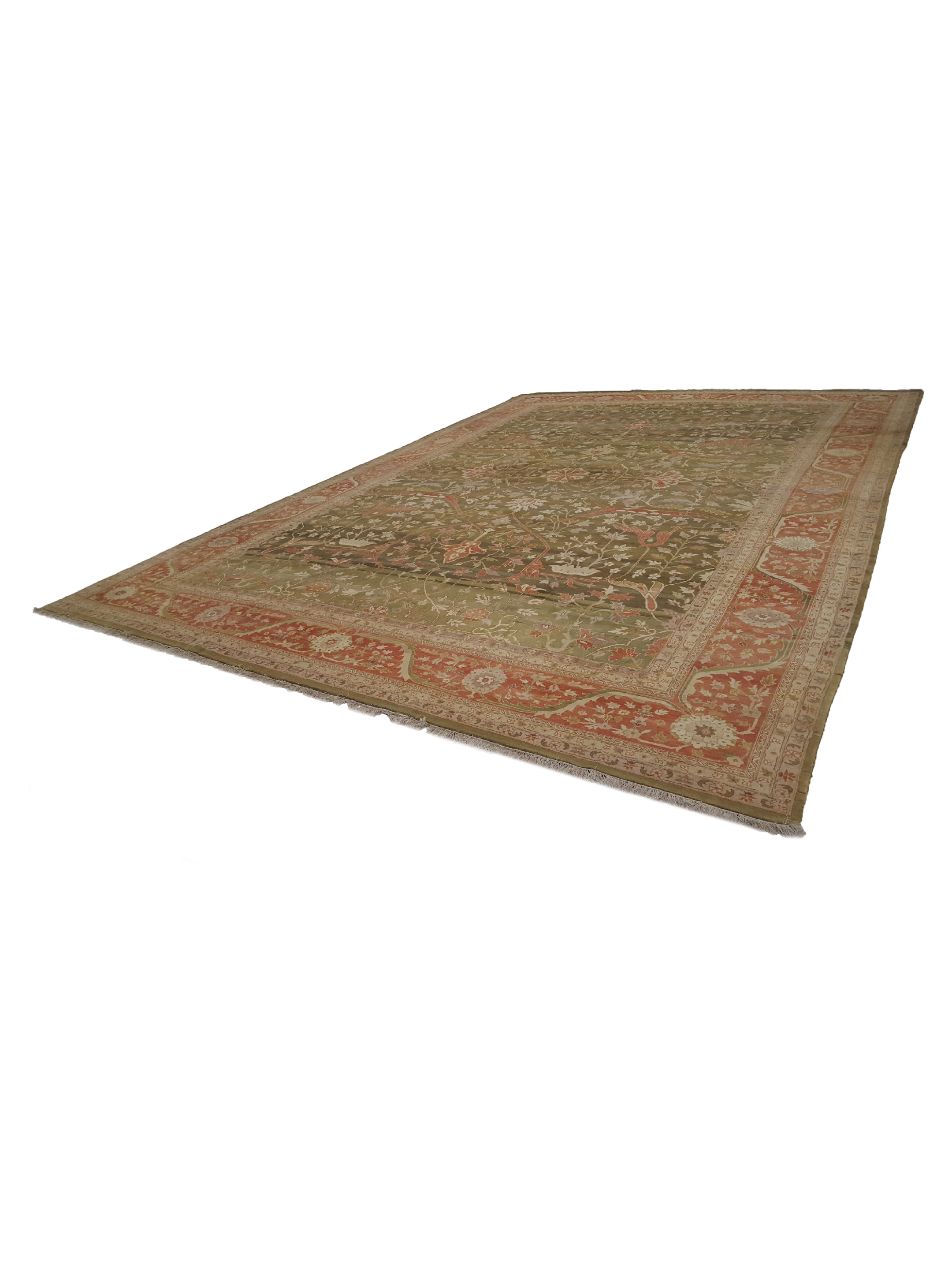 Agra Hand Knotted Green 14x20 - Image 6 of 6