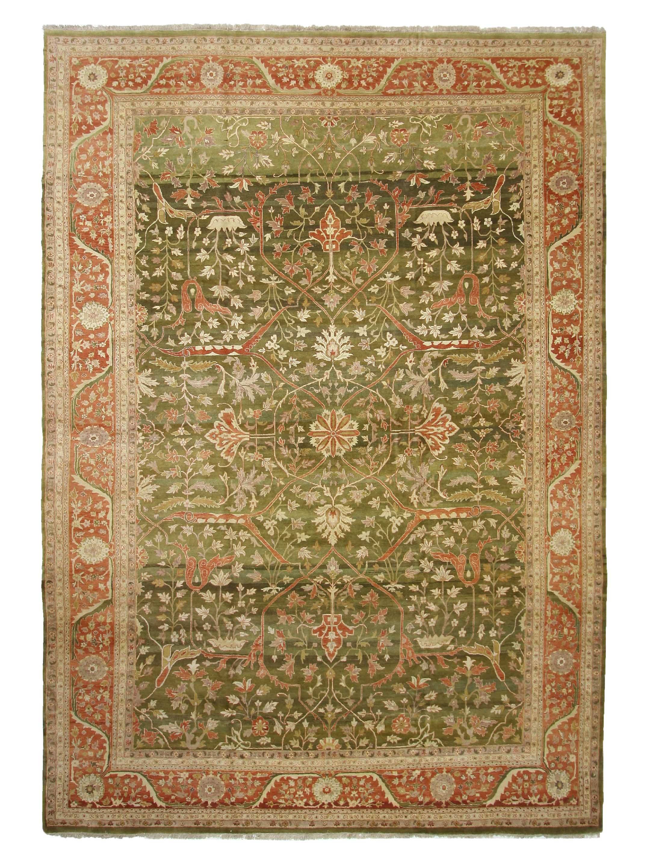 Agra Hand Knotted Green 14x20