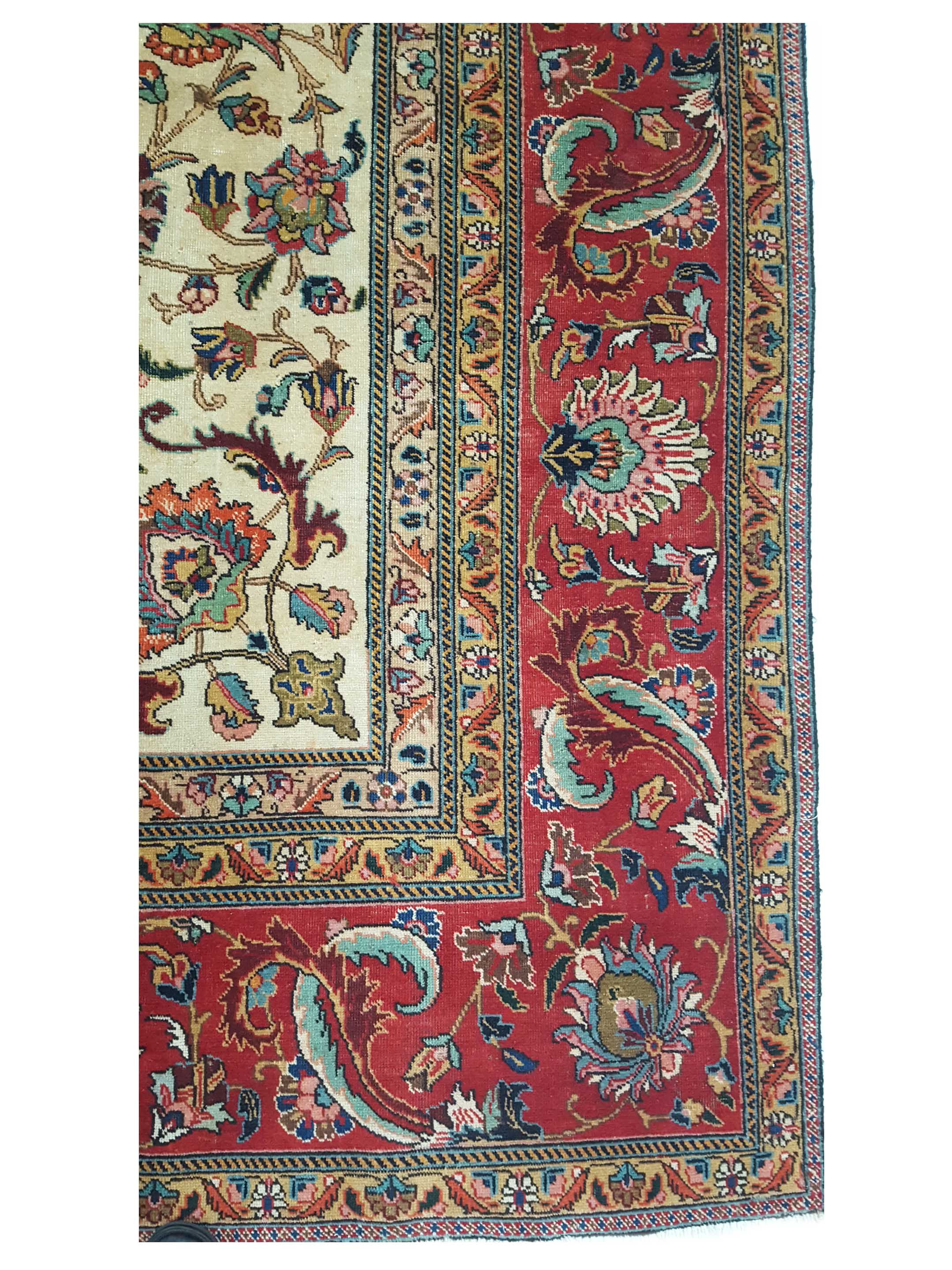 Tabriz Hand Knotted Beige 9x13 - Image 3 of 5