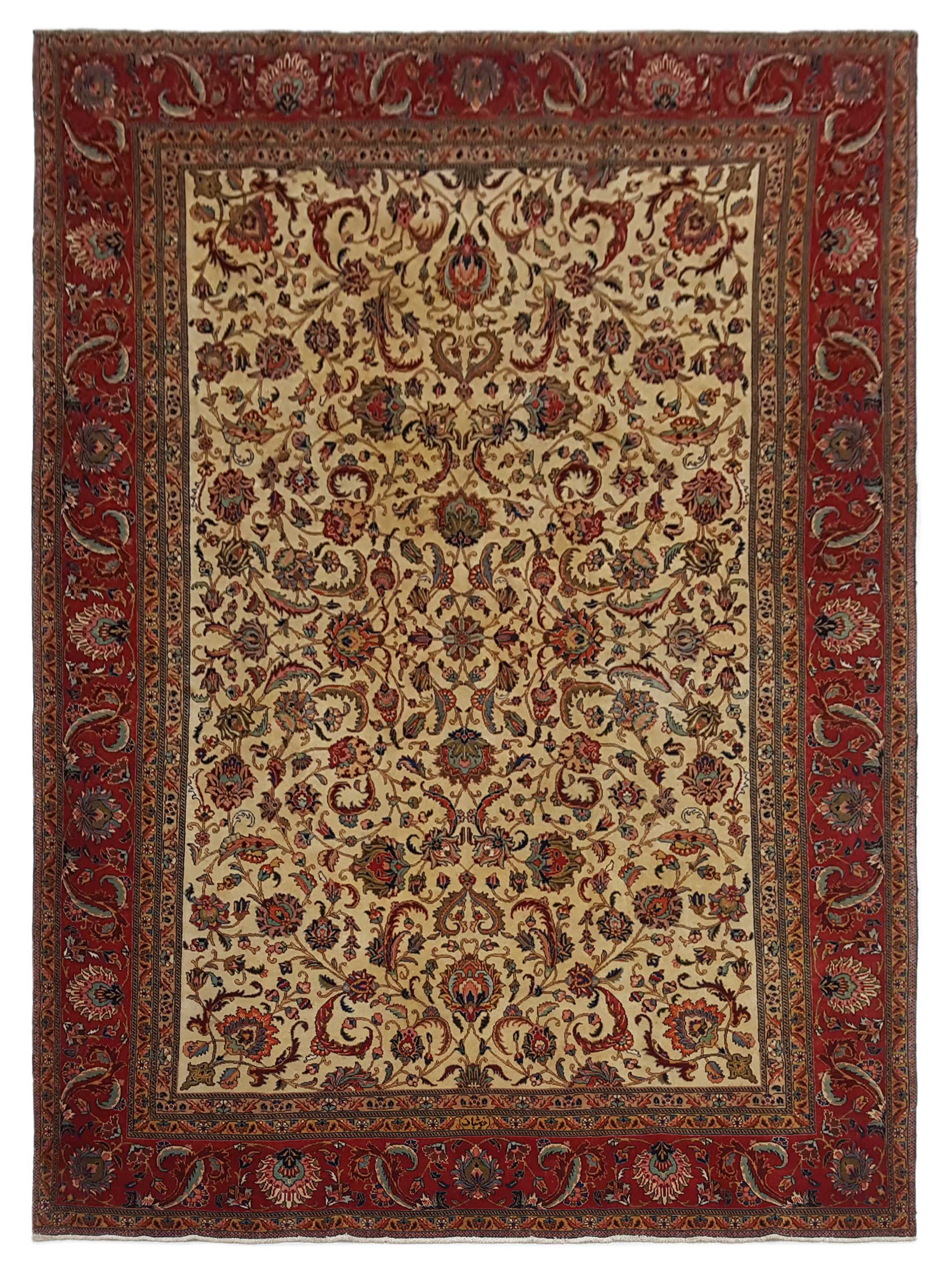 Tabriz Hand Knotted Beige 9x13