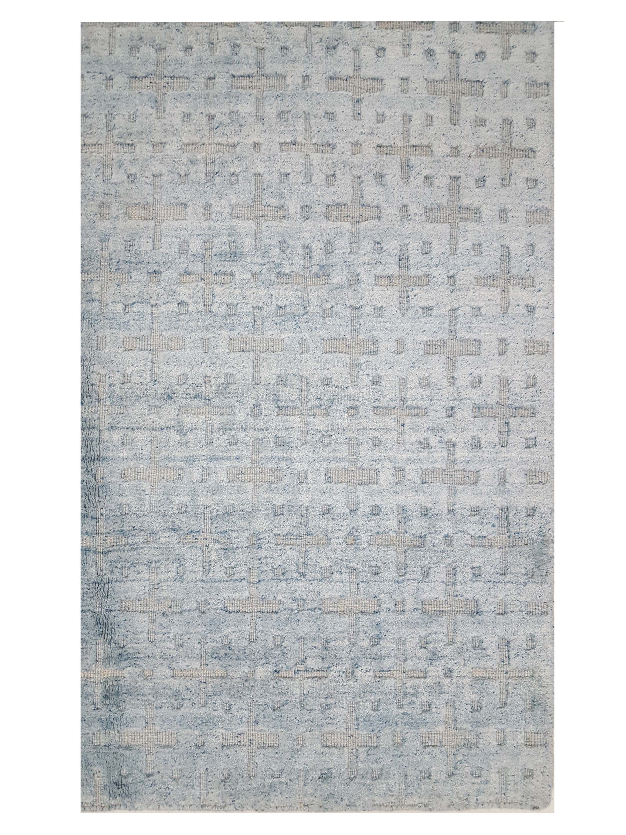 Modern Hand Knotted Lt.Blue 5x7 - Image 4 of 5