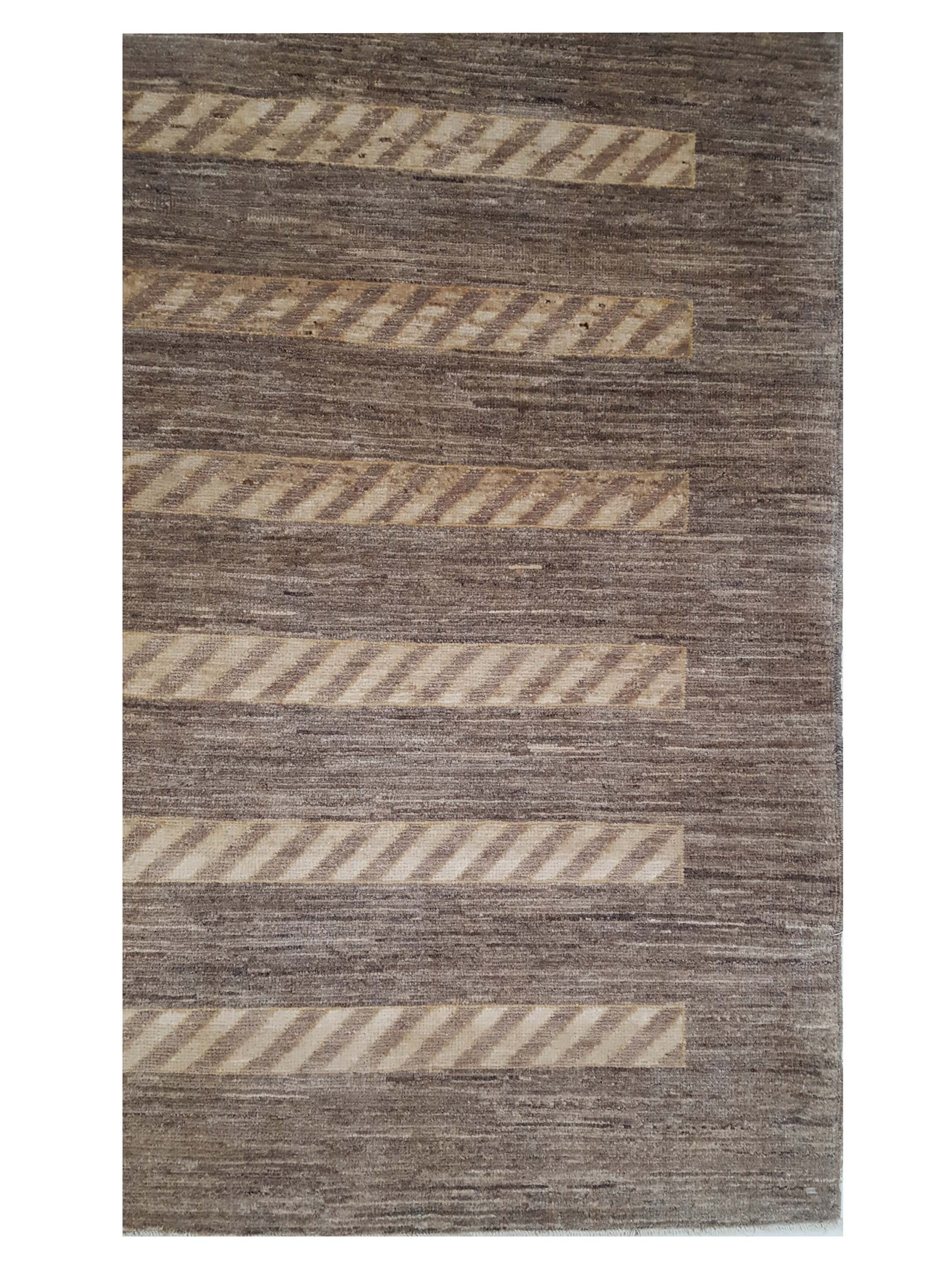 Modern Hand Knotted Brown 4x6 - Image 4 of 5