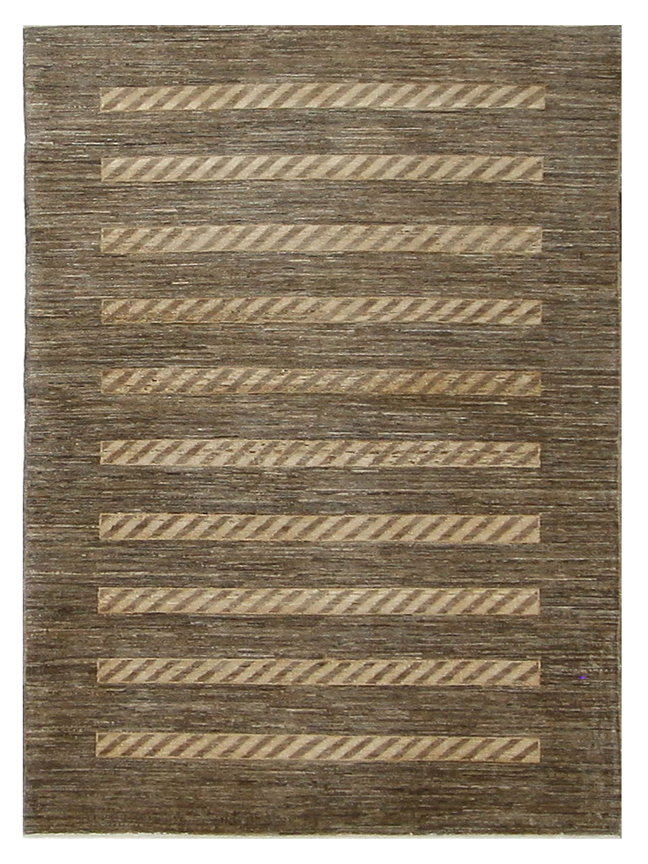 Modern Hand Knotted Brown 4x6