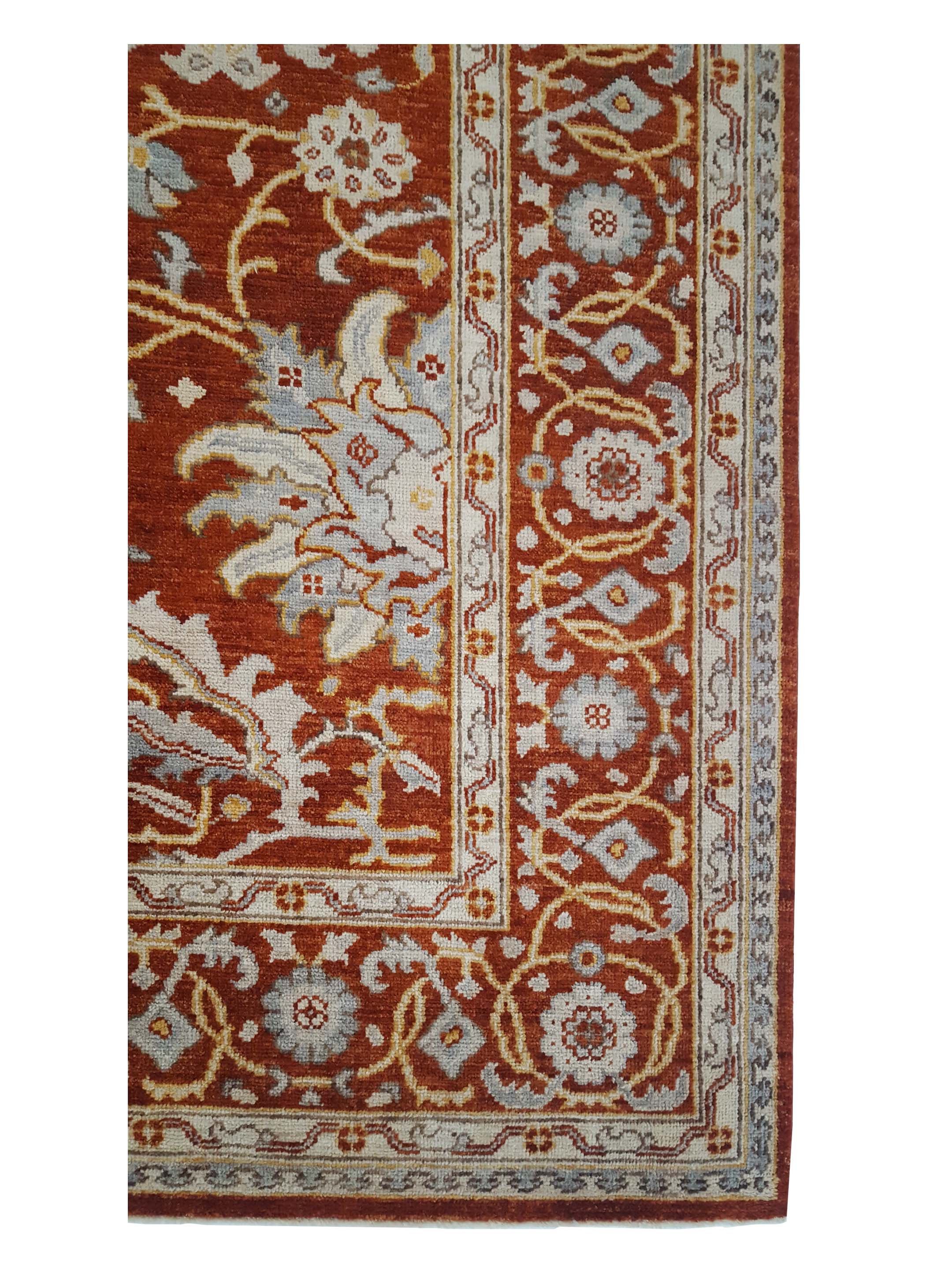 Ushak Wool Weft Hand Knotted Dk.Orange 8x10 - Image 4 of 6