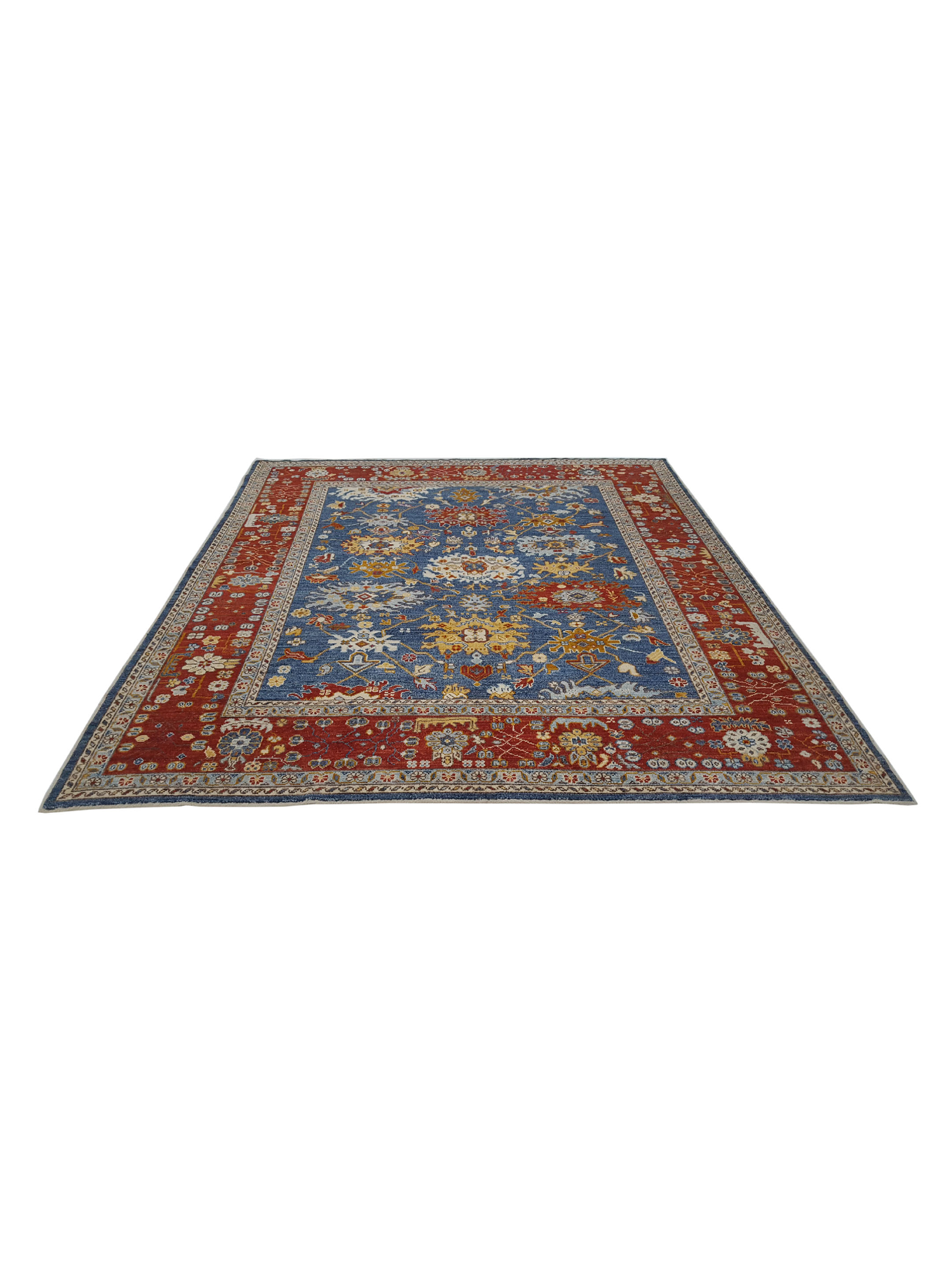 Ushak Wool Weft Hand Knotted Blue 8x10 - Image 2 of 6