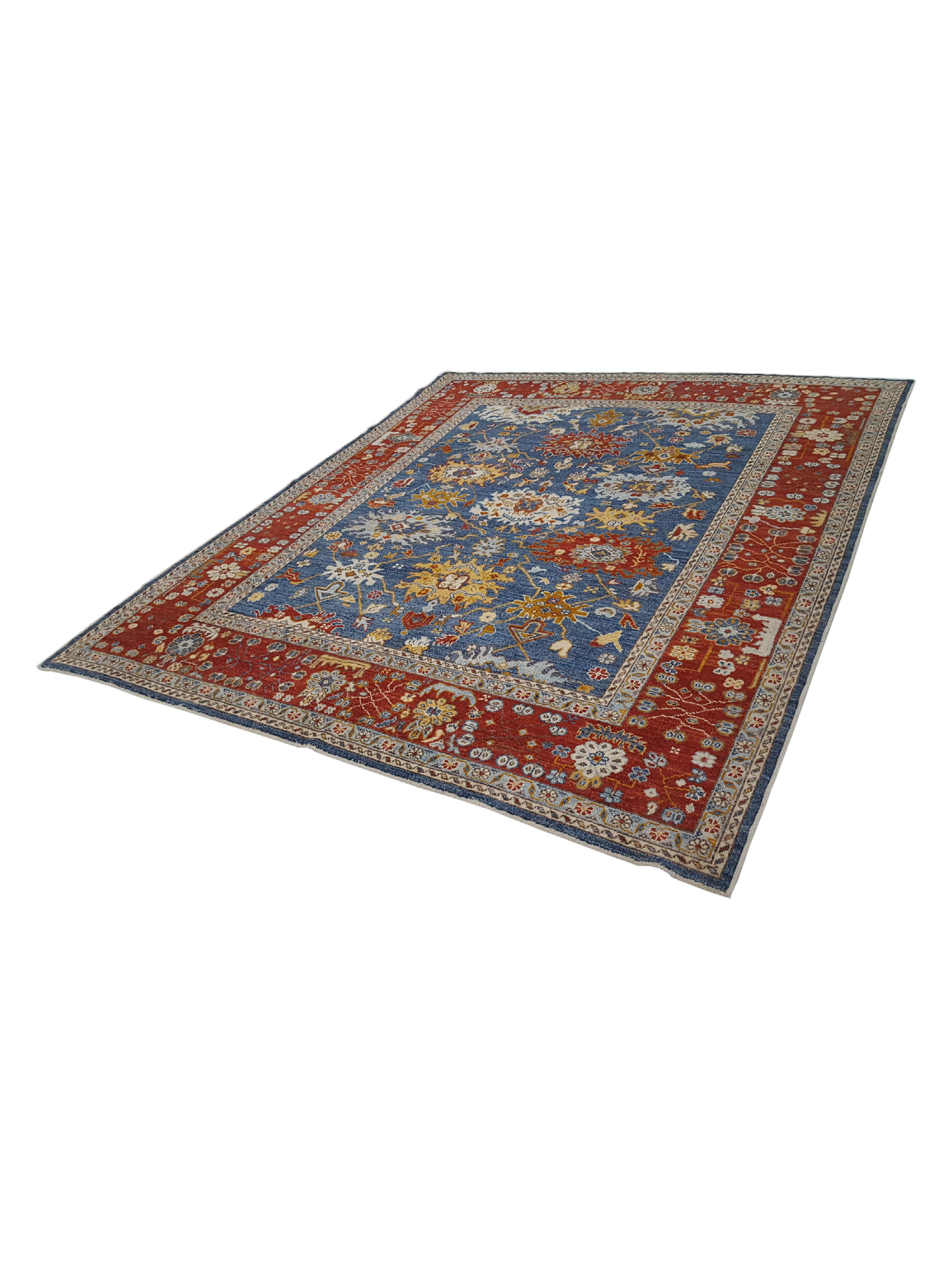 Ushak Wool Weft Hand Knotted Blue 8x10 - Image 6 of 6