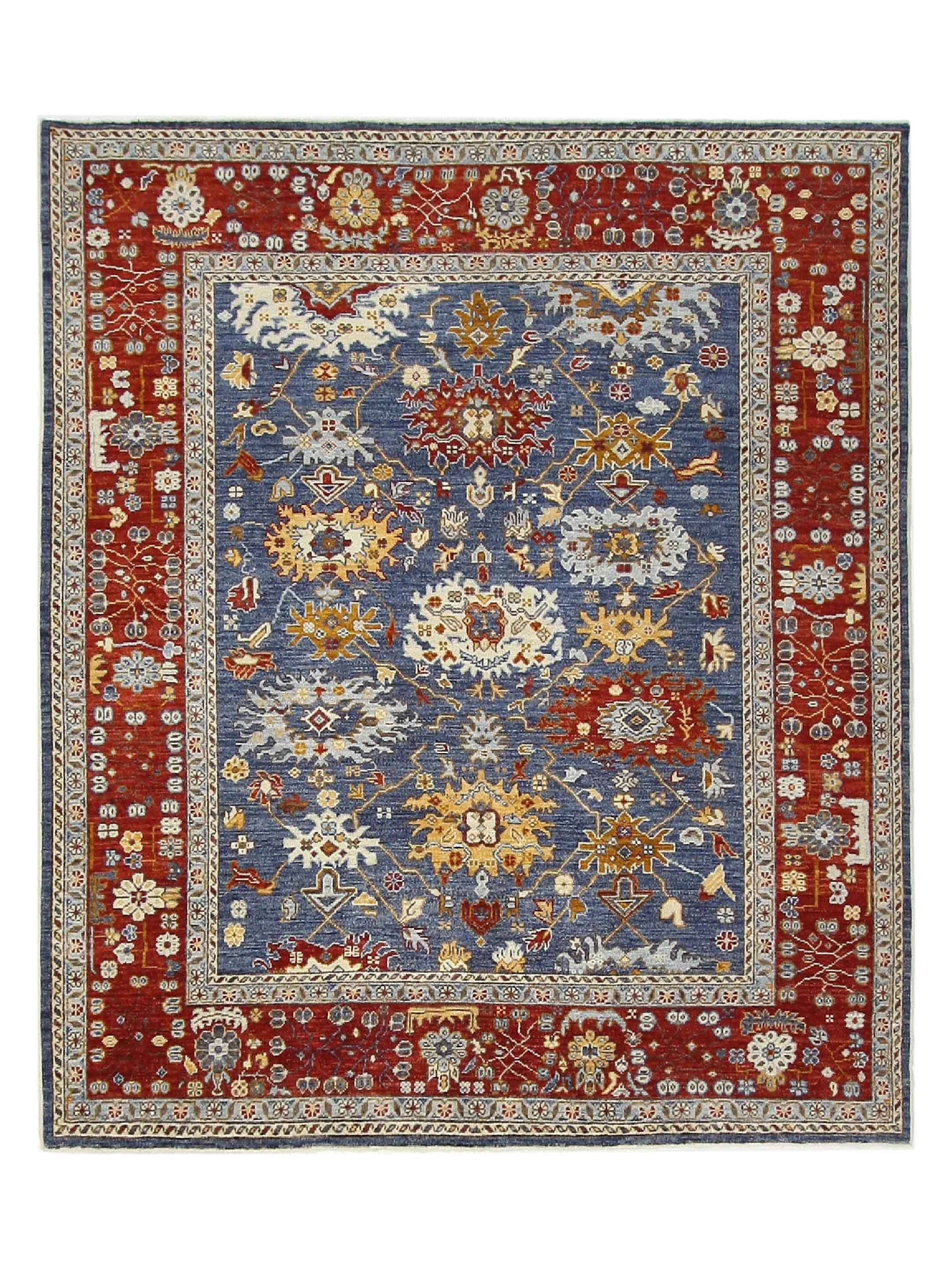 Ushak Wool Weft Hand Knotted Blue 8x10