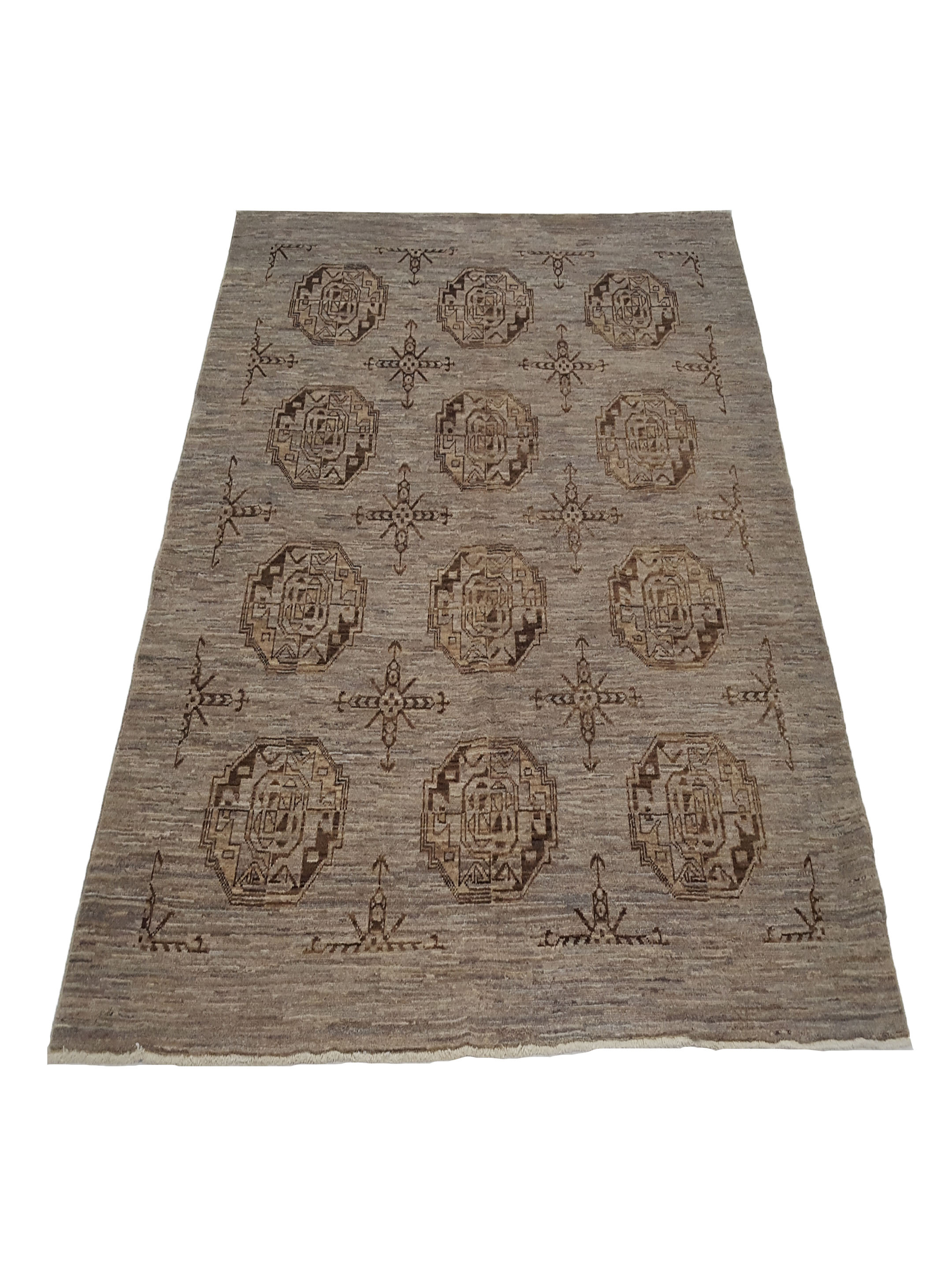 Tekke Hand Knotted Grey 6x6 - Image 2 of 5