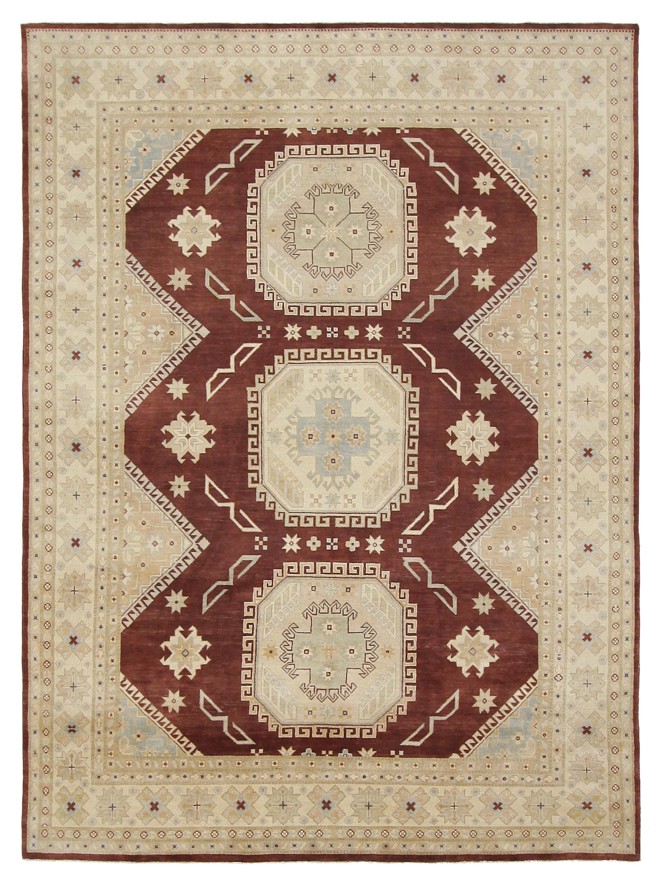 Kazak Hand Knotted Brown 9x12