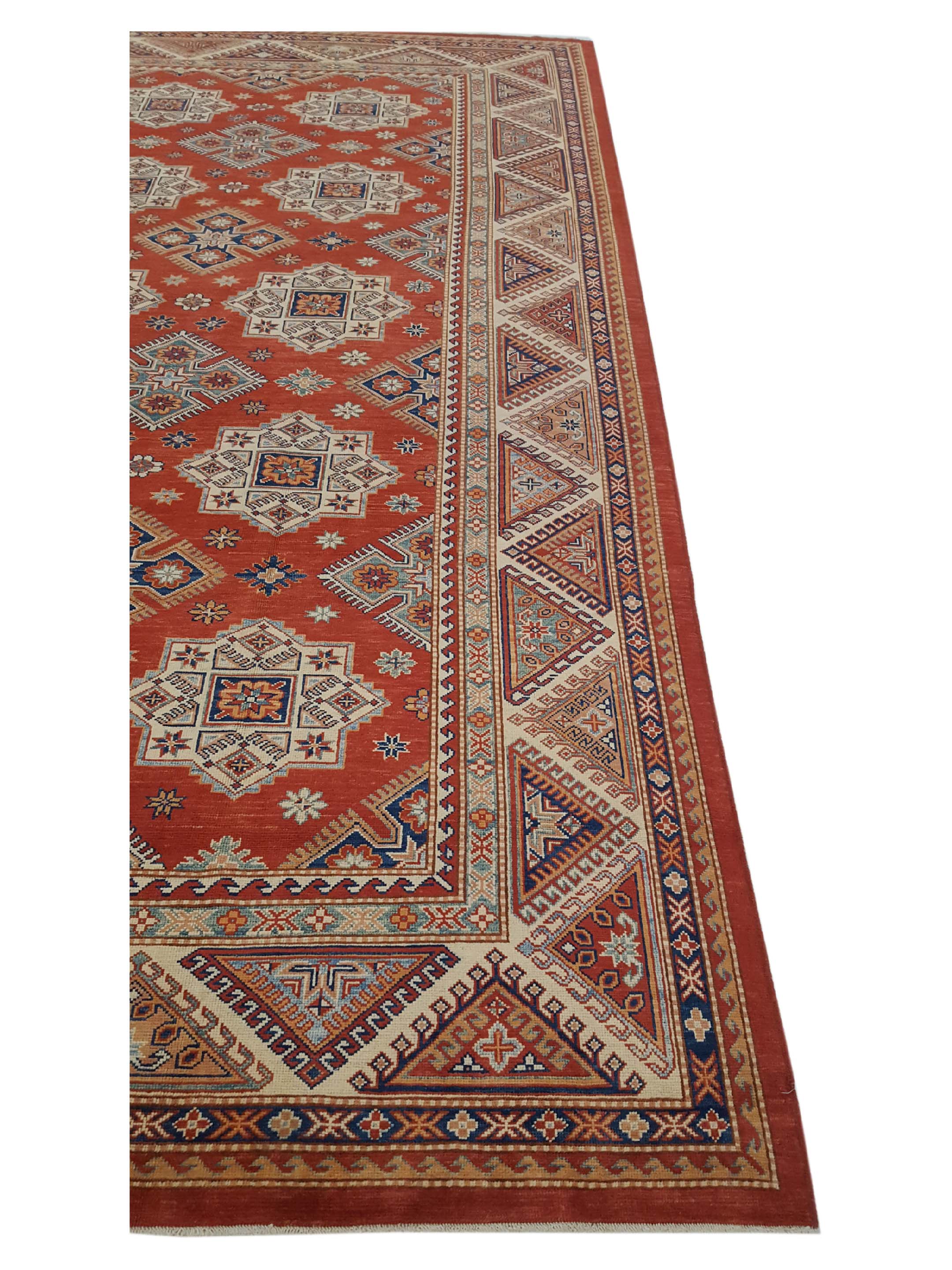 Kazak Hand Knotted Red 10x14 - Image 4 of 6