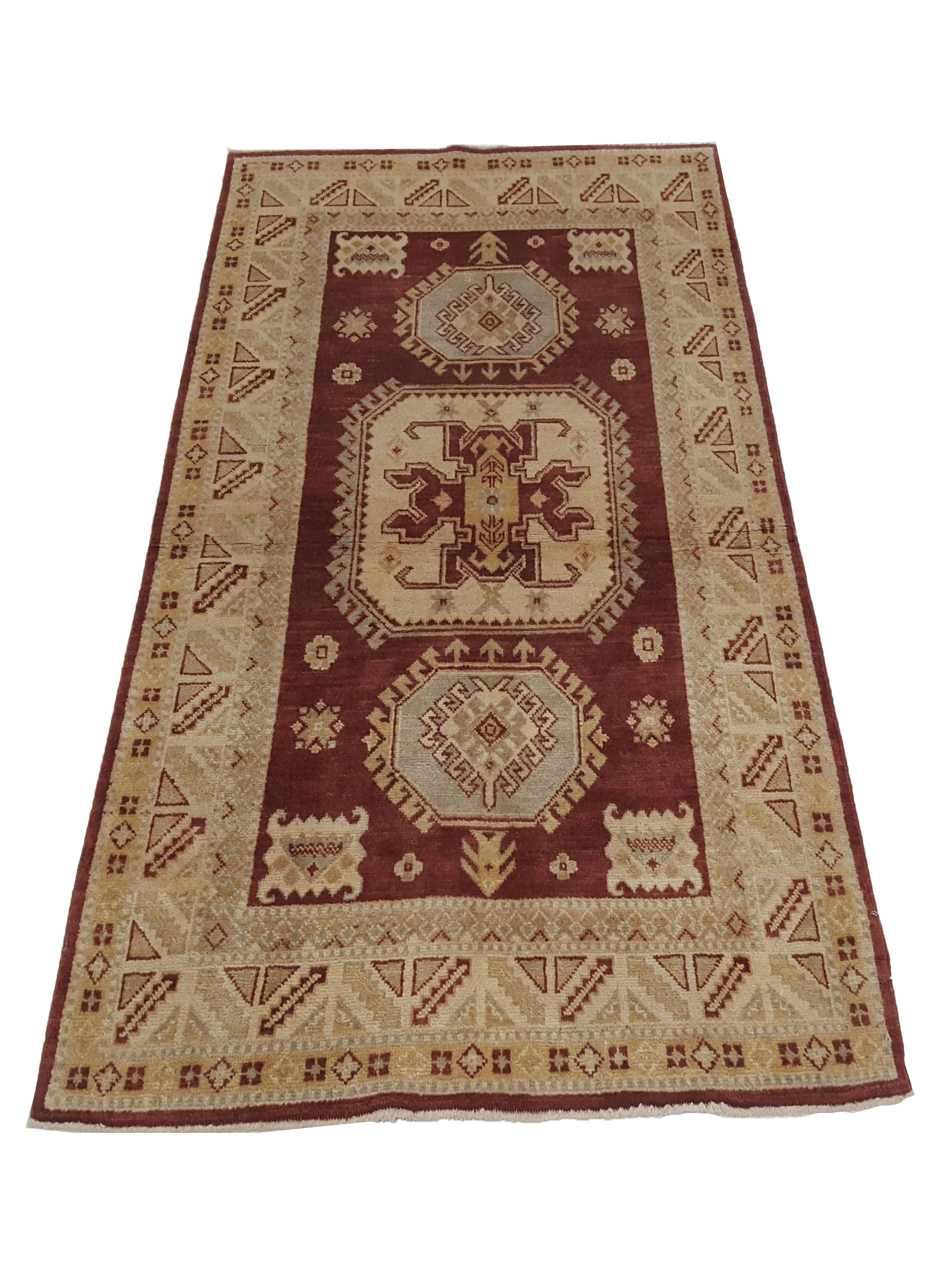 Kazak Hand Knotted Burgundy 4x6 - Image 2 of 6